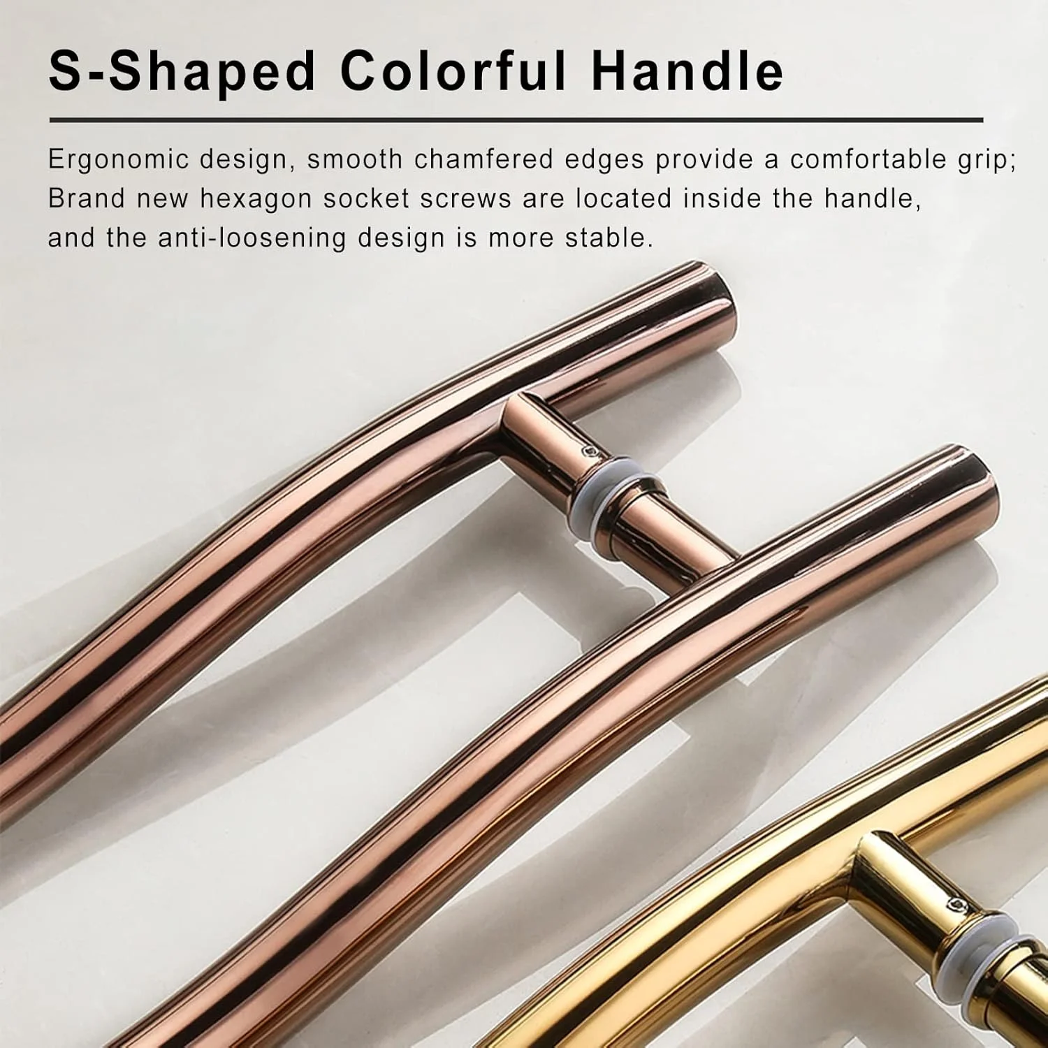 دستگیره درب استیل ضد زنگ مات و آینه ای، ست دستگیره درب داخلی و خارجی، دستگیره دوش برای درب شیشه ای، سطح صاف و صیقلی، رزگلد - 60 سانتی متر (24 اینچ) دستگیره درب استیل ضد زنگ مات و آینه ای، ست دستگیره درب داخلی و خارجی، دستگیره دوش برای درب شیشه ای، سطح صاف و صیقلی، رزگلد - 60 سانتی متر (24 اینچ)