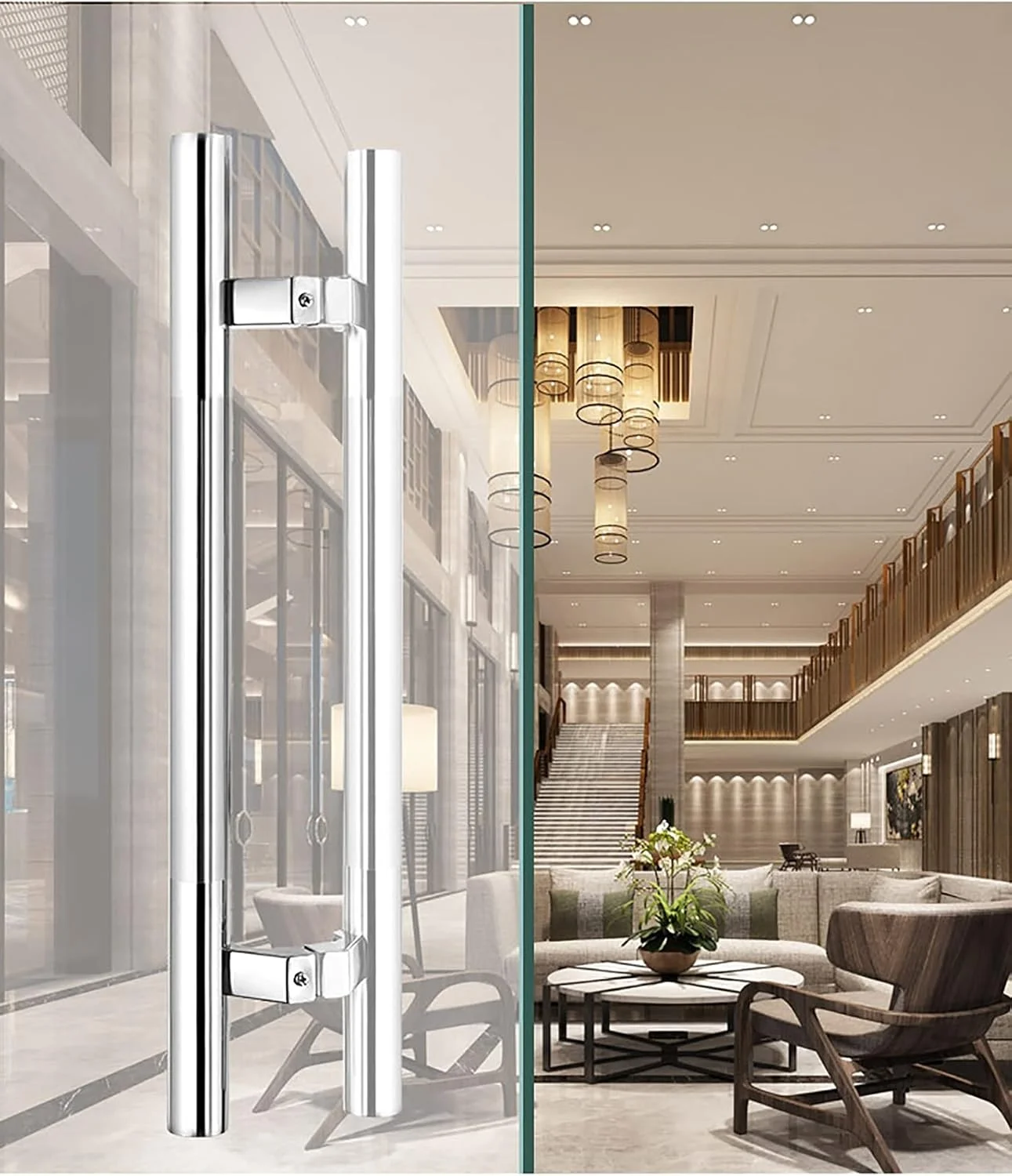 دستگیره مدرن درب انبار، نصب دو طرفه، دستگیره فشاری کششی استیل ضد زنگ برای درب شیشه ای حمام/اداری/درب های چوبی جلو، داخلی و خارجی، نقره ای - 120 سانتی متر (47.2 اینچ) دستگیره مدرن درب انبار، نصب دو طرفه، دستگیره فشاری کششی استیل ضد زنگ برای درب شیشه ای حمام/اداری/درب های چوبی جلو، داخلی و خارجی، نقره ای - 120 سانتی متر (47.2 اینچ)