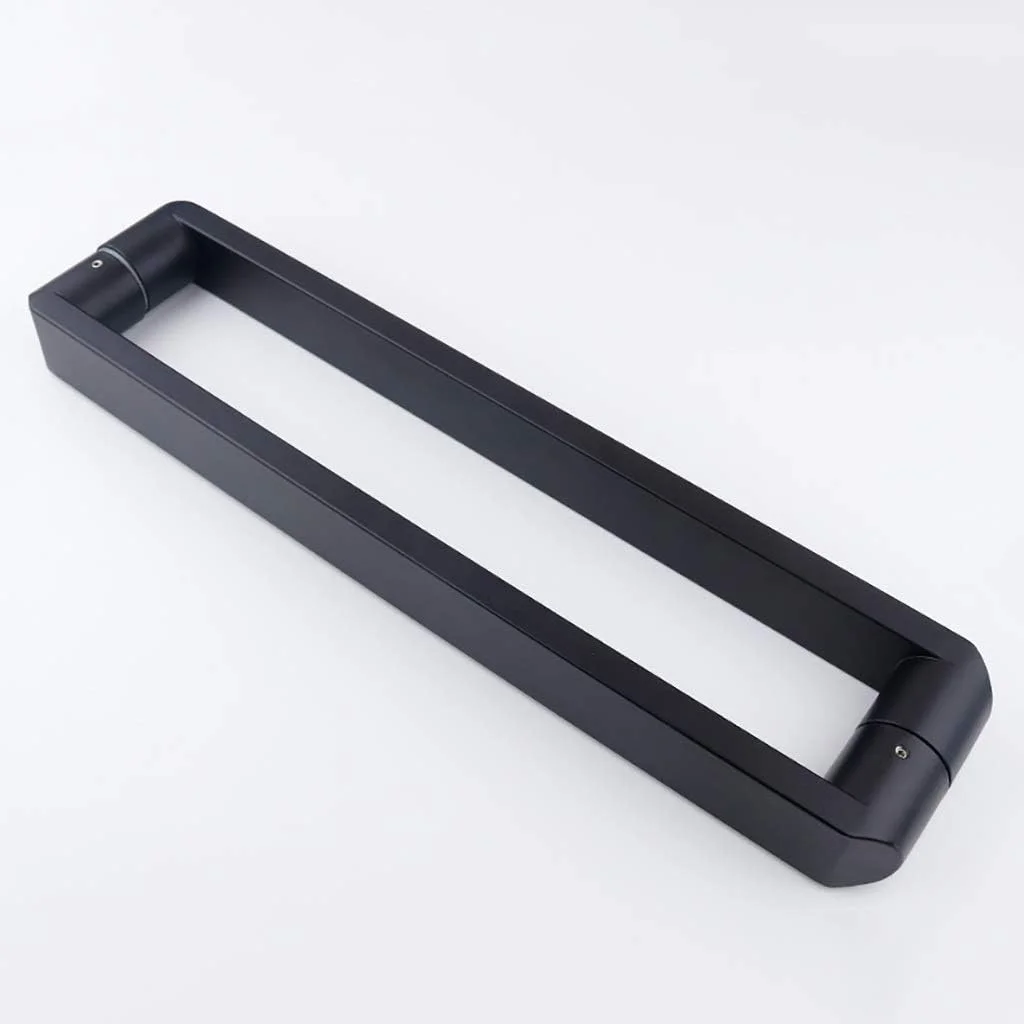 دستگیره درب شیشه ای لوله ای مربع استیل 304، دستگیره فشاری-کششی درب اداری / دستگیره درب حمام - مشکی، 9 سایز، مشکی-طول 480 میلی متر
