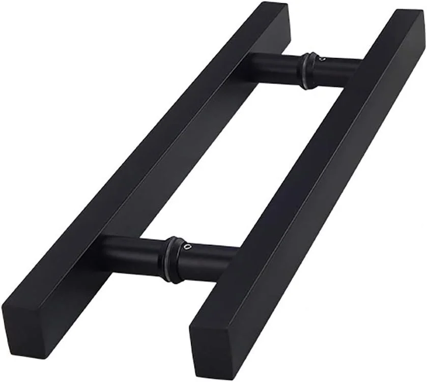 دستگیره درب شیشه ای لوله مربعی استیل فشاری-کششی / دستگیره درب چوبی کشویی انبار - مشکی/نقره ای، 7 سایز، مشکی-800×500 میلی متر