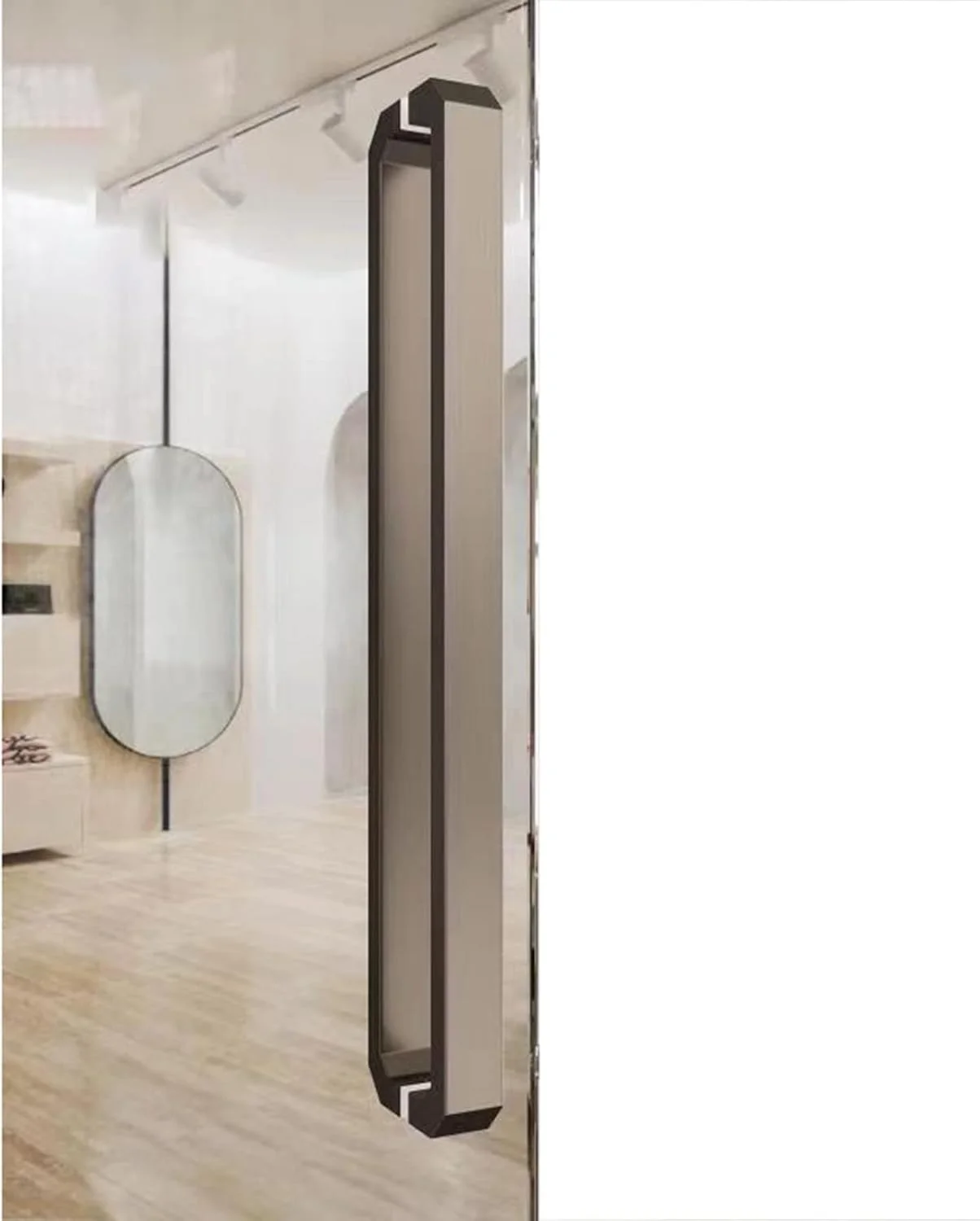 دستگیره کشویی درب انبار استیل ضد زنگ، دستگیره مدرن تجاری برای درب های داخلی و خارجی، دستگیره فشاری شیشه ای دو طرفه، 60 سانتی متر