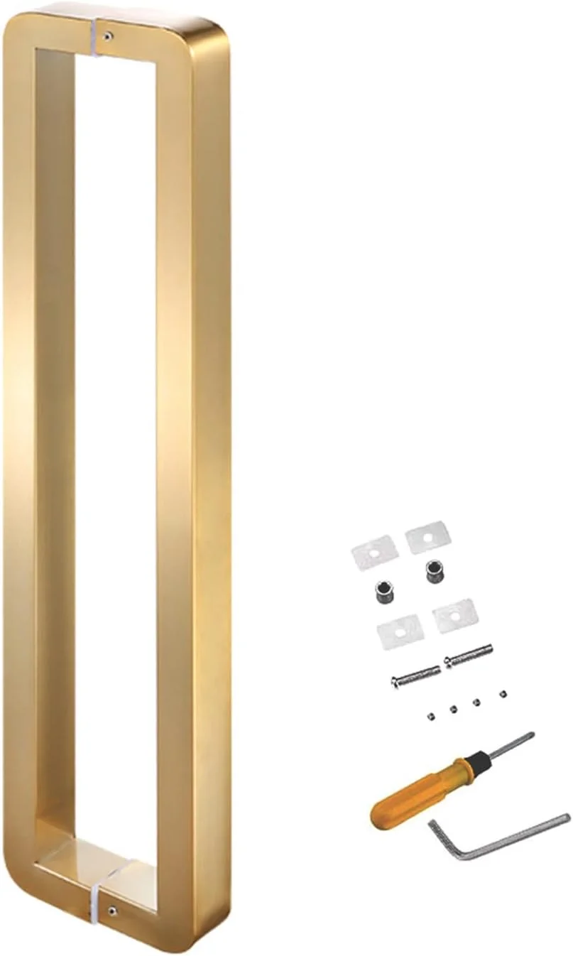 دستگیره کشویی درب، دستگیره درب کشویی پاسیو طلایی/مشکی/نقره ای، کیت کامل دستگیره درب استیل، دستگیره فشاری درب ورودی شیشه ای، طلایی-1-بلند1825mm/71.8 اینچ