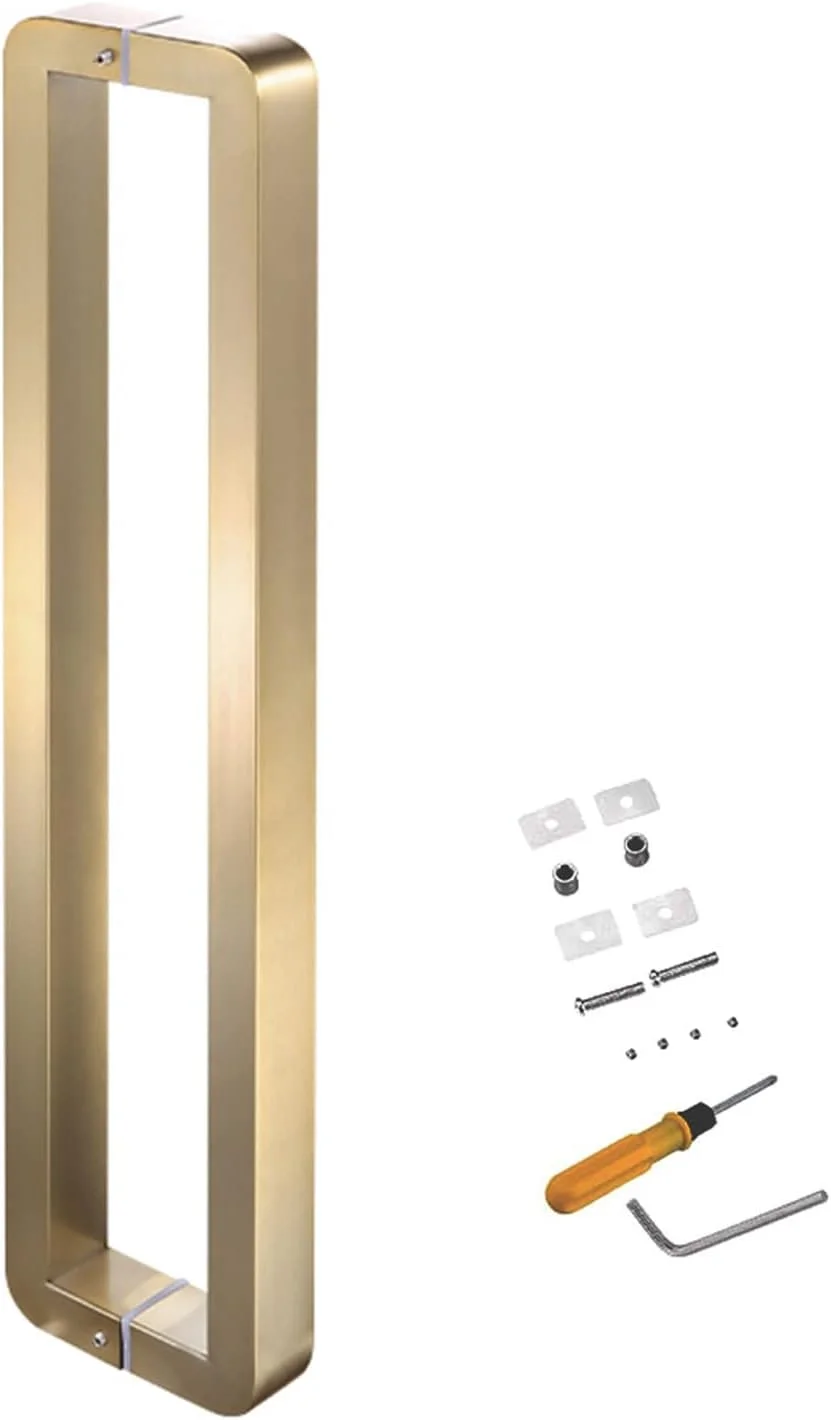 دستگیره کشویی درب، دستگیره درب کشویی پاسیو، طلایی/مشکی/نقره ای، کیت کامل دستگیره درب استیل، دستگیره فشاری درب ورودی شیشه ای، طلایی-2-بلند 1025mm/40.3 اینچ
