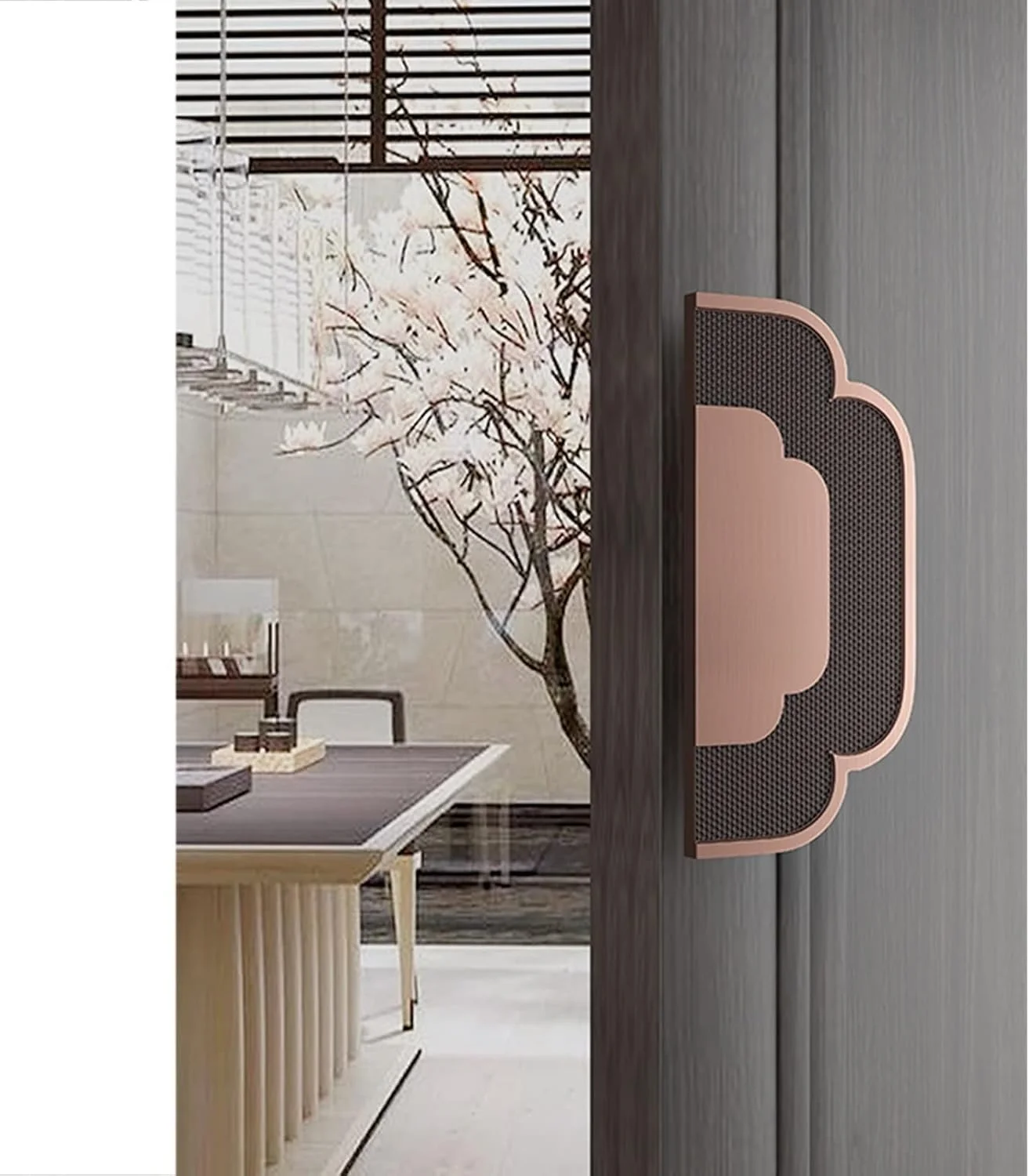 دستگیره کشویی درب انبار، دستگیره درب ورودی، دستگیره نیم دایره ای چینی برای درب چوبی کشویی شیشه ای، دستگیره های دو طرفه آلومینیومی، مسی قرمز - طول 50 سانتی متر