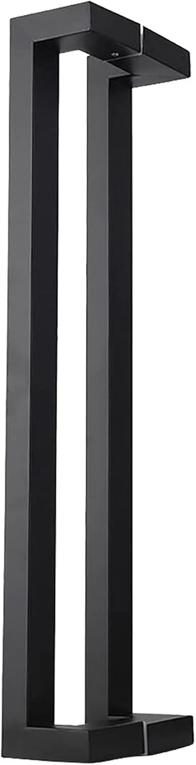 دستگیره درب شیشه ای لوله مربعی خمیده دوگانه ضخیم استیل 304، 4 طول، مشکی-425×400 میلی متر