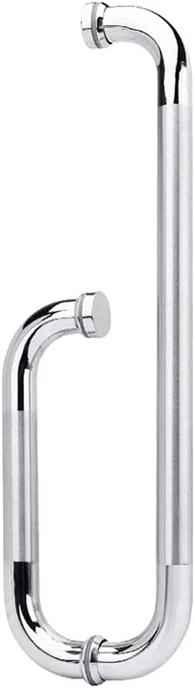 دستگیره درب شیشه ای استیل ضد زنگ L شکل برای اتاق خواب، حمام، اتاق دوش بارانی، مرکز خرید، 2x42x22 سانتی متر