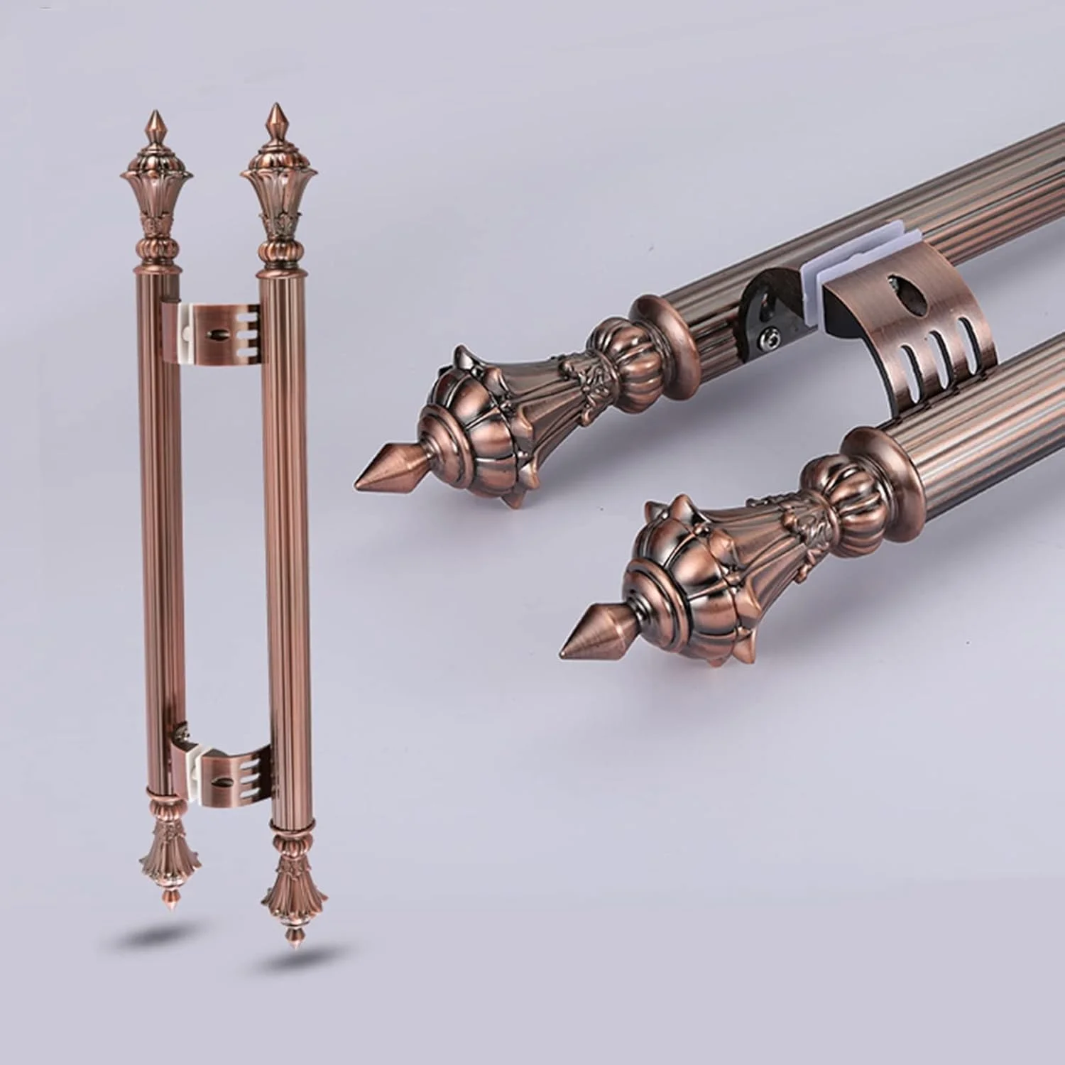 دستگیره درب استیل ضد زنگ کلاسیک عتیقه، دستگیره کشویی H شکل برنزی عتیقه زیبا، دستگیره های دو طرفه داخلی و خارجی درب، مدل 2-120 سانتی متر