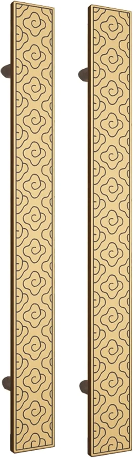 دستگیره کشویی دو طرفه مستطیلی، دستگیره مربعی برای درهای آهنی/فلزی/شیشه ای/چوبی، میله دستگیره به سبک کلاسیک قدیمی، بسیار سازگار، برنجی - 100 سانتی متر (39 اینچ)