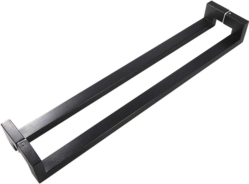 دستگیره کشویی درب شیشه ای لوله مربعی استیل مشکی برای خانه، هتل، دفتر، 4 طول، 425×400 میلی متر