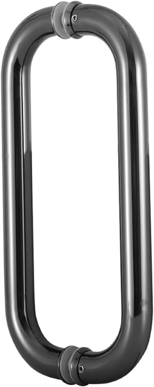 دستگیره در فشاری دو طرفه، دستگیره های کششی دروازه به سبک گرد برای مسکونی، دستگیره کششی شیشه ای برس خورده با پیچ های نصب، برای مغازه ها/انبار، مشکی-63 سانتی متر (24 3/4 اینچ)*60 سانتی متر