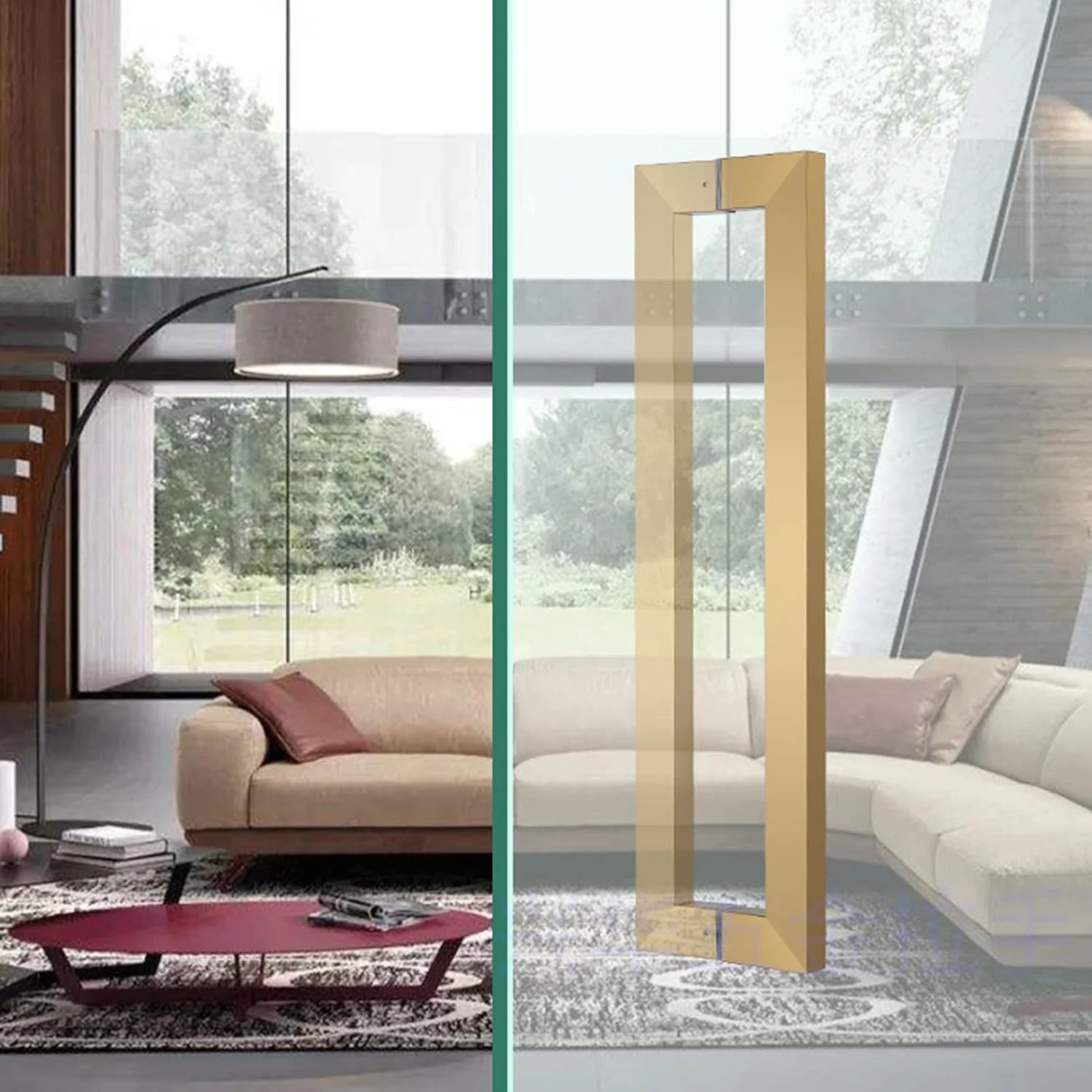 دستگیره کشویی درب شیشه ای مستطیلی مدرن، دستگیره فشاری/کششی لوله مربعی استیل ضد زنگ، نقره ای - 60 سانتی متر (24 اینچ) دستگیره کشویی درب شیشه ای مستطیلی مدرن، دستگیره فشاری/کششی لوله مربعی استیل ضد زنگ، نقره ای - 60 سانتی متر (24 اینچ)