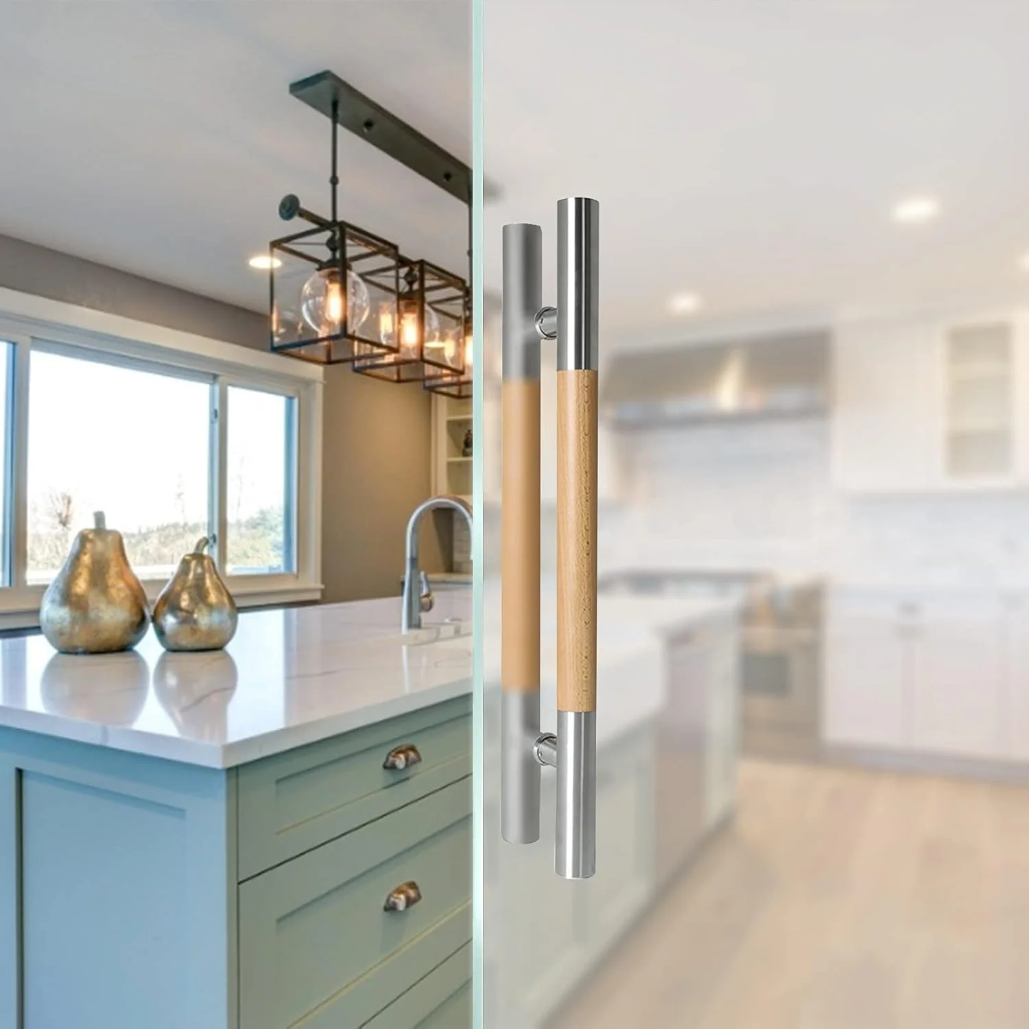 دستگیره فشاری درب شیشه ای، دستگیره چوبی و استیل، دستگیره گرد برای درب های آشپزخانه، دستگیره درب های تجاری، مناسب برای درب ورودی خانه، فروشگاه، گاراژ، کابینت، نقره ای - 80 سانتی متر / 32 اینچ دستگیره فشاری درب شیشه ای، دستگیره چوبی و استیل، دستگیره گرد برای درب های آشپزخانه، دستگیره درب های تجاری، مناسب برای درب ورودی خانه، فروشگاه، گاراژ، کابینت، نقره ای - 80 سانتی متر / 32 اینچ