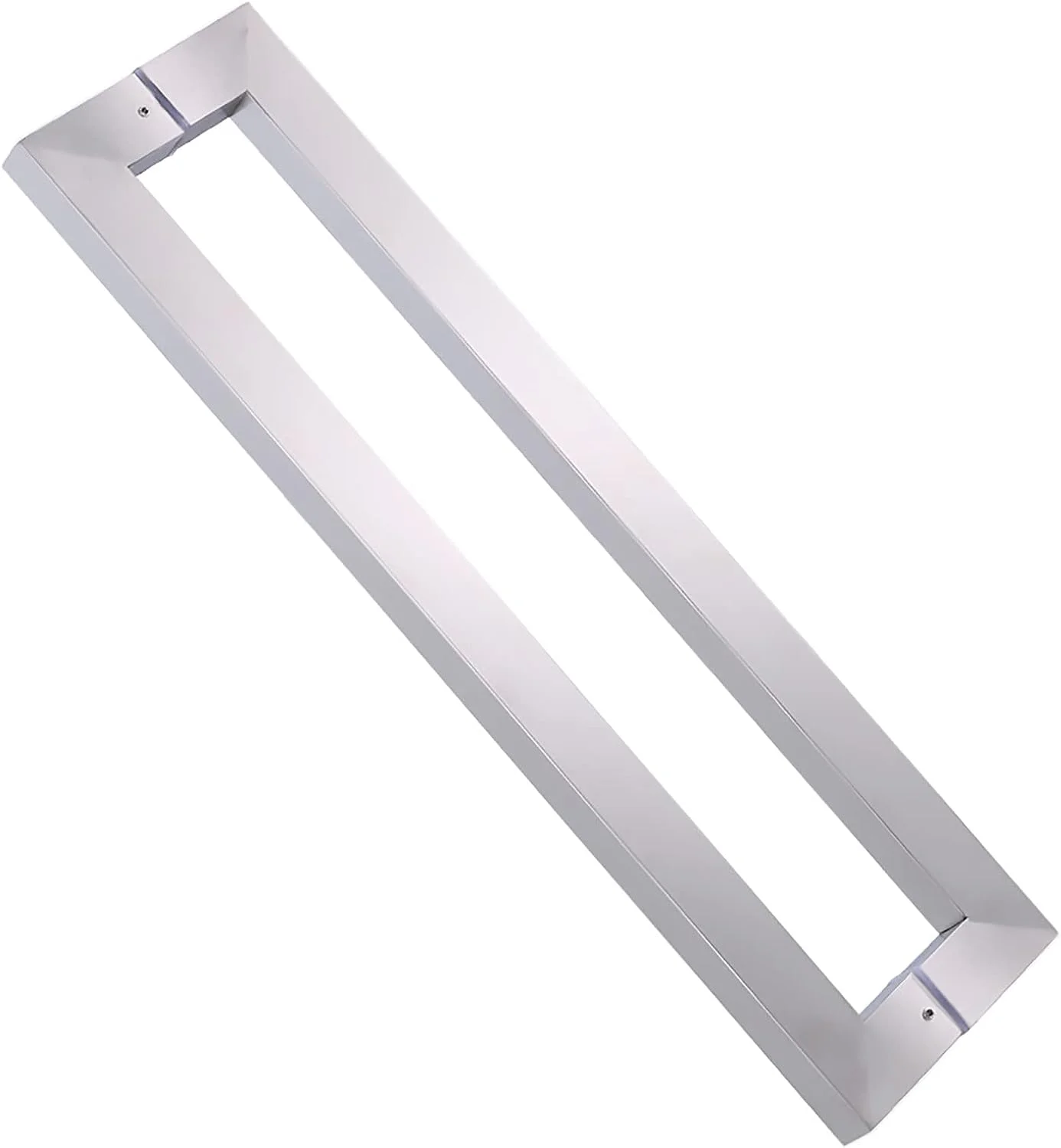 دستگیره درب ورودی مدرن، دستگیره کششی فلزی نصب شده در کنار با سخت افزار همسطح، دستگیره درب کشویی انبار برای درب شیشه ای چوبی، درب های رستوران سالن هتل، نقره ای - طول 80 سانتی متر | مرکز تا مرکز 76.2 سانتی متر