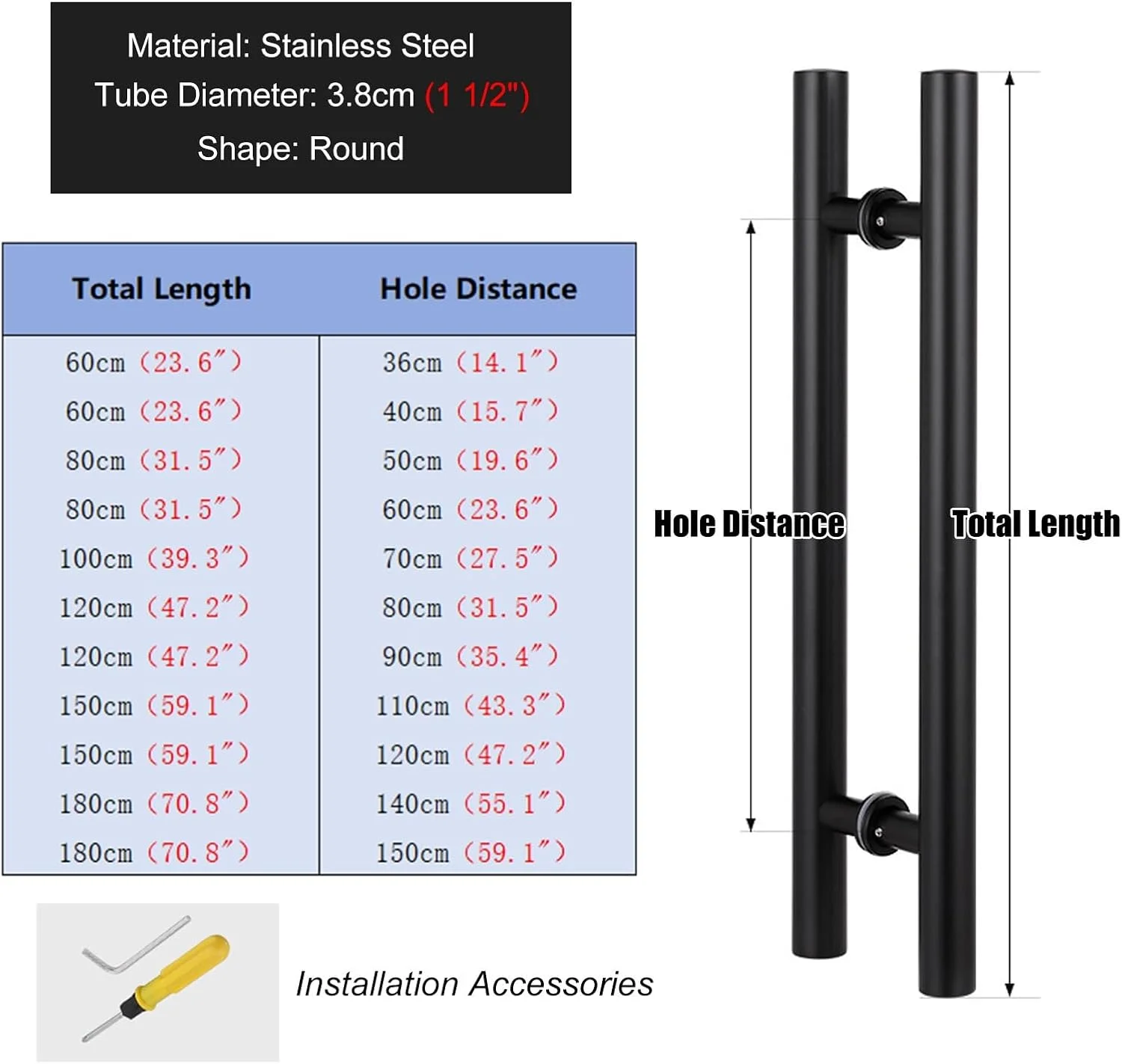 دستگیره های درب شیشه ای کششی تجاری، دستگیره درب برای درب انبار، دستگیره مدرن دو طرفه درب، برای درب ورودی داخلی/خارجی، مشکی 1-80X60cm/31.5"X23.6" دستگیره های درب شیشه ای کششی تجاری، دستگیره درب برای درب انبار، دستگیره مدرن دو طرفه درب، برای درب ورودی داخلی/خارجی، مشکی 1-80X60cm/31.5"X23.6"