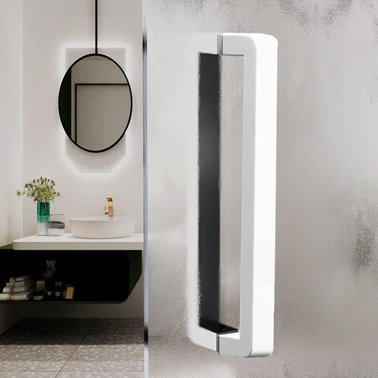 دستگیره درب کشویی انبار، دستگیره فلزی درب انبار استودیویی، دستگیره فشاری کششی داخلی و خارجی برای درب های شیشه ای حمام منزل، سفید، 62.5 سانتی متر دستگیره درب کشویی انبار، دستگیره فلزی درب انبار استودیویی، دستگیره فشاری کششی داخلی و خارجی برای درب های شیشه ای حمام منزل، سفید، 62.5 سانتی متر