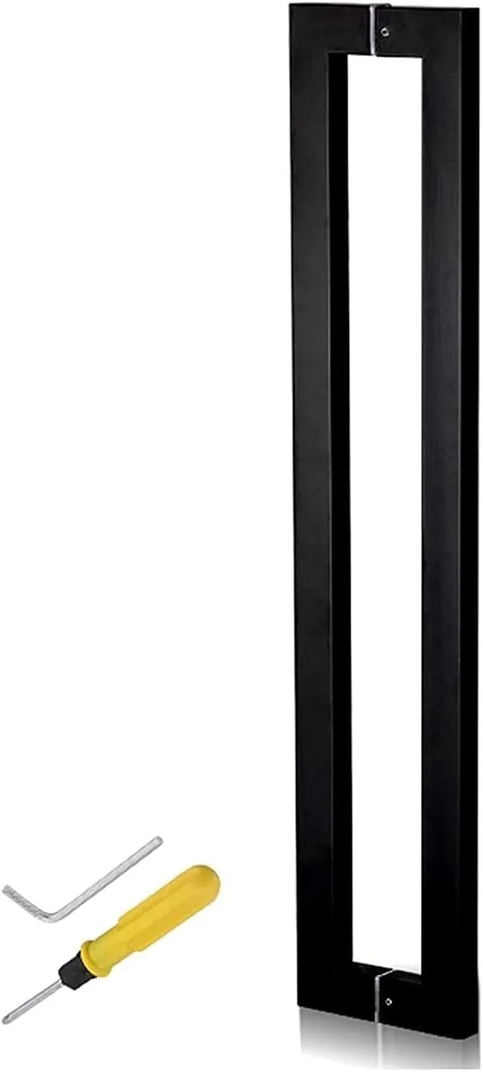 دستگیره درب کشویی آشپزخانه، دستگیره مدرن درب شیشه ای استیل 304، دستگیره بلند مدرن درب، دستگیره درب انبار، مدل نردبانی دو طرفه مدرن، مشکی - L: 43.8 سانتی متر (17.2 اینچ) / 40 سانتی متر (15.7 اینچ)