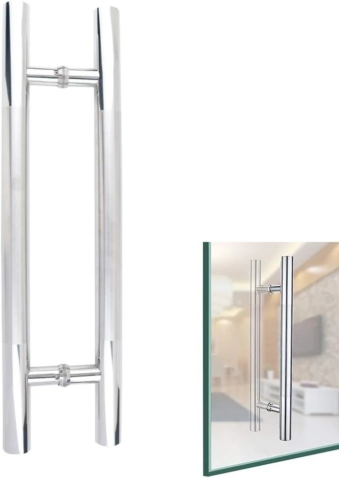 دستگیره درب شیشه ای گرد از جنس استیل ضد زنگ، دستگیره فشاری-کششی درب، دستگیره درب کشویی انبار، دستگیره درب داخلی و خارجی، قطعات جایگزین برای حمام، 300×200 میلی متر