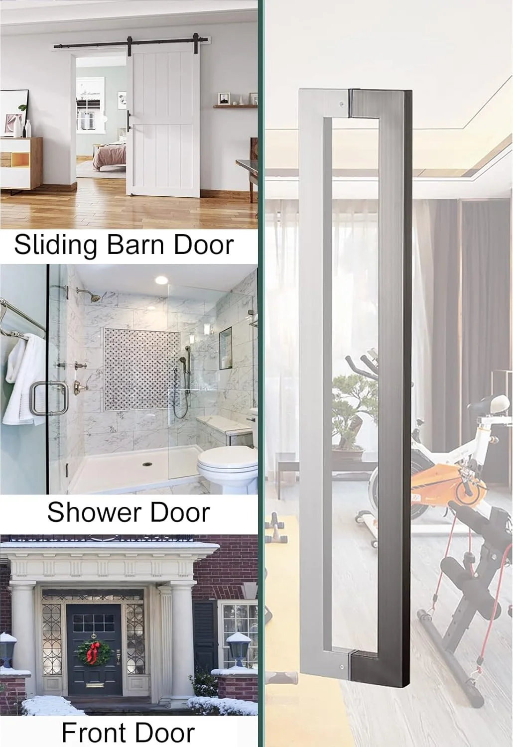 دستگیره کشویی درب شیشه ای چوبی انبار، دستگیره کششی درب ورودی سنگین تجاری با اتصالات نصب، دستگیره درب کشویی داخلی خارجی، نقره ای - 80 سانتی متر دستگیره کشویی درب شیشه ای چوبی انبار، دستگیره کششی درب ورودی سنگین تجاری با اتصالات نصب، دستگیره درب کشویی داخلی خارجی، نقره ای - 80 سانتی متر