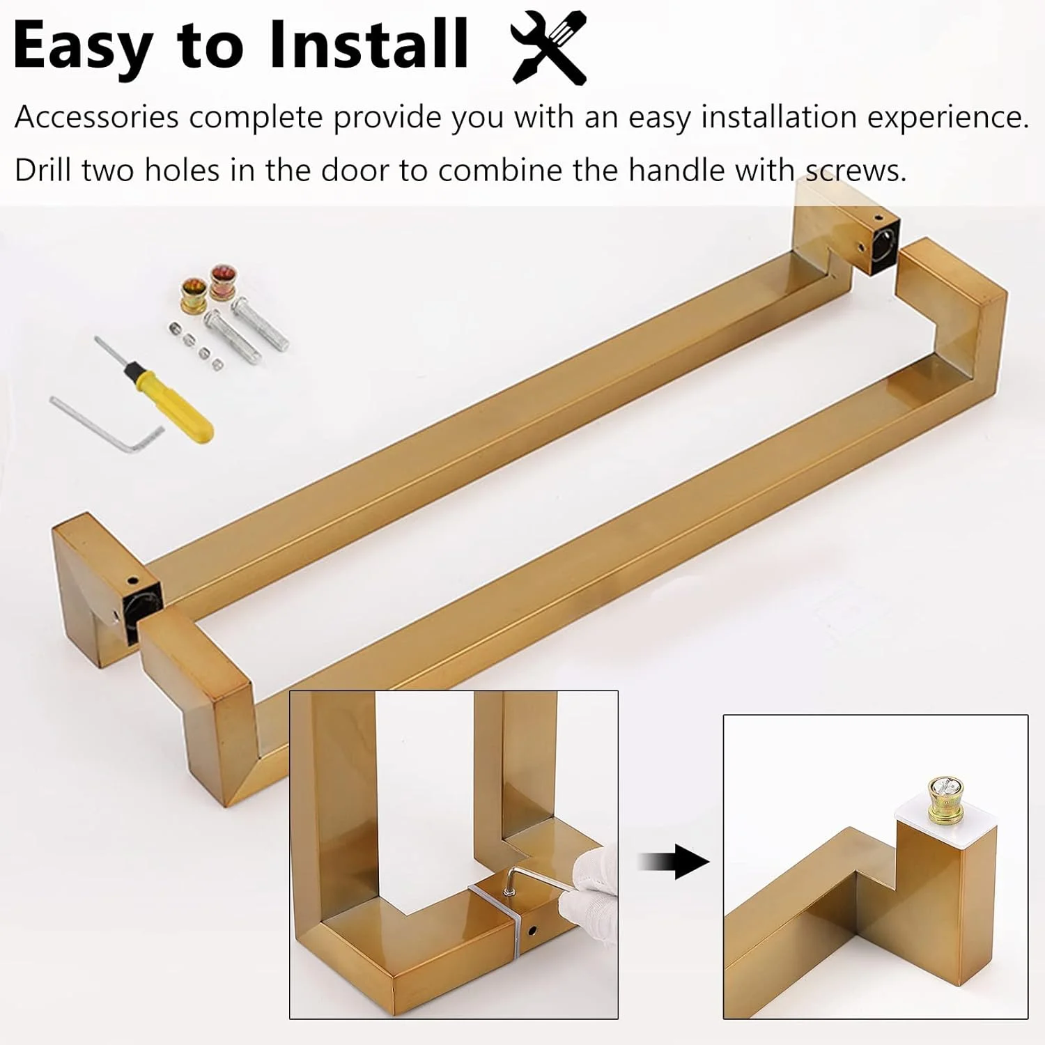 دستگیره درب استیل ضد زنگ، دستگیره دو طرفه درب شیشه ای داخلی برای درب های ورودی آشپزخانه، نقره ای - طول 80 سانتی متر دستگیره درب استیل ضد زنگ، دستگیره دو طرفه درب شیشه ای داخلی برای درب های ورودی آشپزخانه، نقره ای - طول 80 سانتی متر