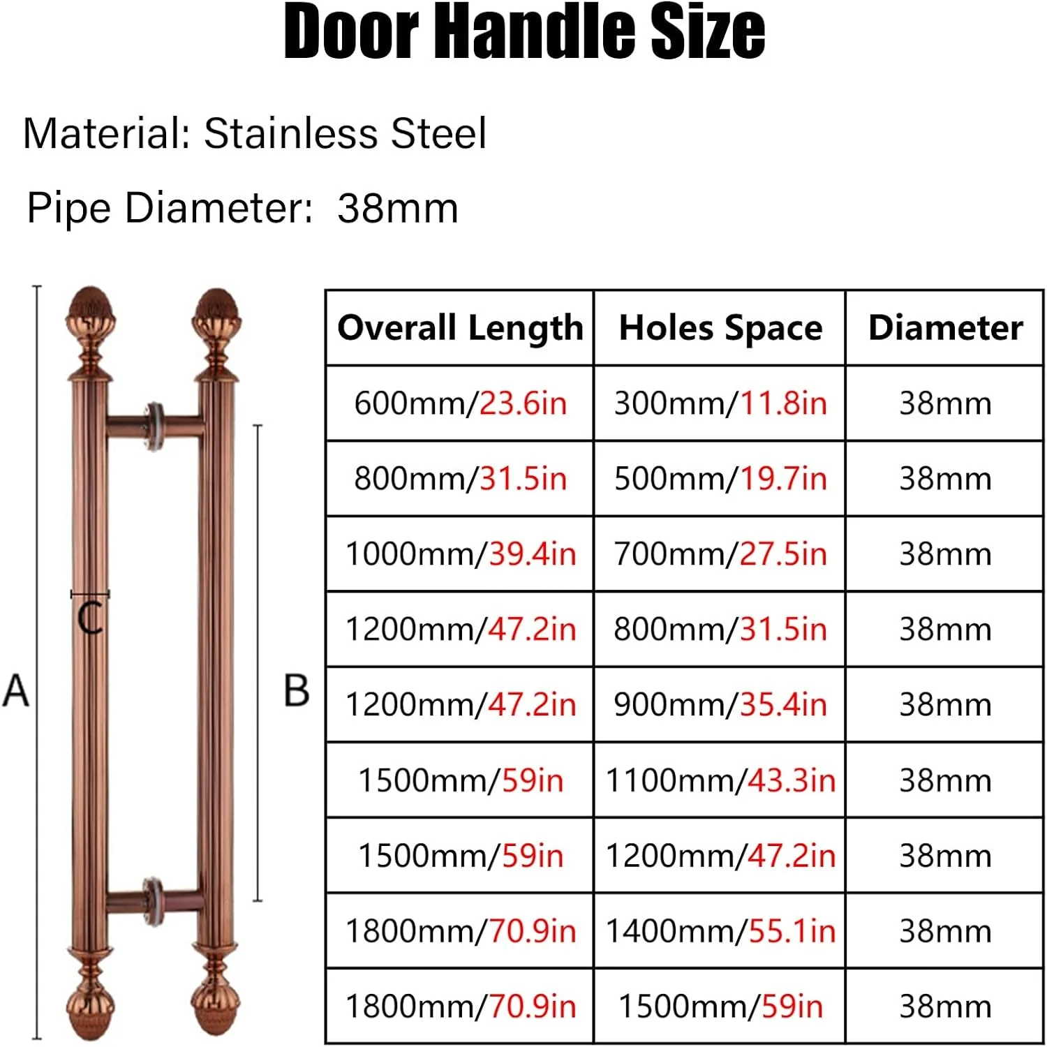 دستگیره درب ورودی بلند، دستگیره درب کشویی انبار استیل ضد زنگ سنگین/دستگیره سخت افزاری درب شیشه ای، دستگیره درب دوش آشپزخانه داخلی و خارجی، رزگلد - 120 سانتی متر دستگیره درب ورودی بلند، دستگیره درب کشویی انبار استیل ضد زنگ سنگین/دستگیره سخت افزاری درب شیشه ای، دستگیره درب دوش آشپزخانه داخلی و خارجی، رزگلد - 120 سانتی متر