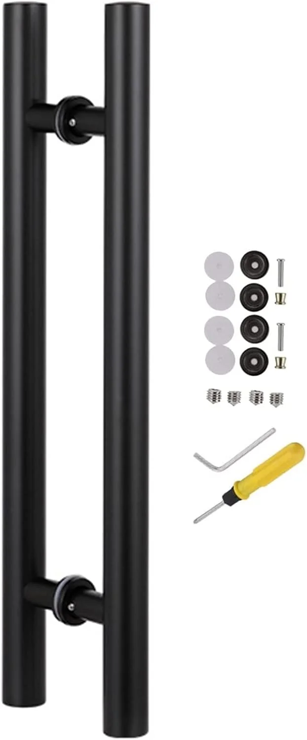 دستگیره درب کشویی استیل ضد زنگ تجاری برای درب های شیشه ای یا چوبی، دستگیره کششی سنگین برس خورده درب انبار کشویی، مدل، مشکی مات - 100 سانتی متر / 39.4 اینچ