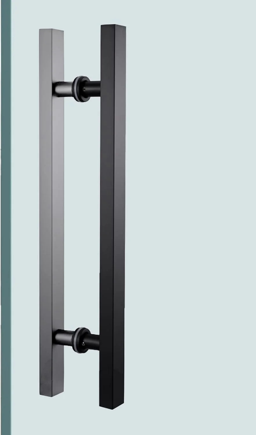 دستگیره درب شیشه ای تجاری مربع، دستگیره های درب انبار بیرونی سنگین، دستگیره میله ای درب ورودی فروشگاه اداری، مشکی - 80 سانتی متر (31 1/2 اینچ) * 60 سانتی متر