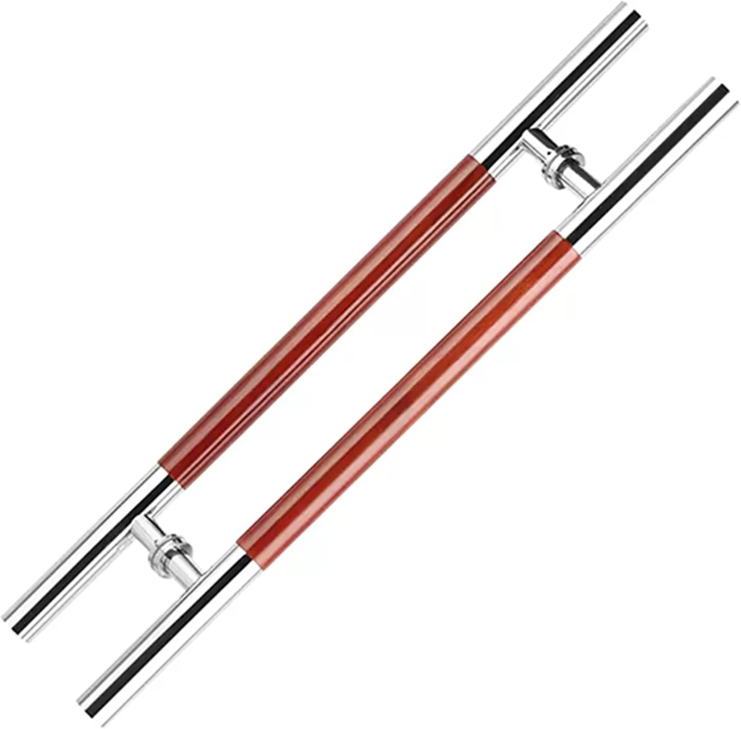 دستگیره های فشاری-کششی درب استیل ضد زنگ، دستگیره کشویی درب انبار برای درب ورودی درب چوبی، میله فشاری درب شیشه ای سنگین گرد، 150cm(59")*110cm