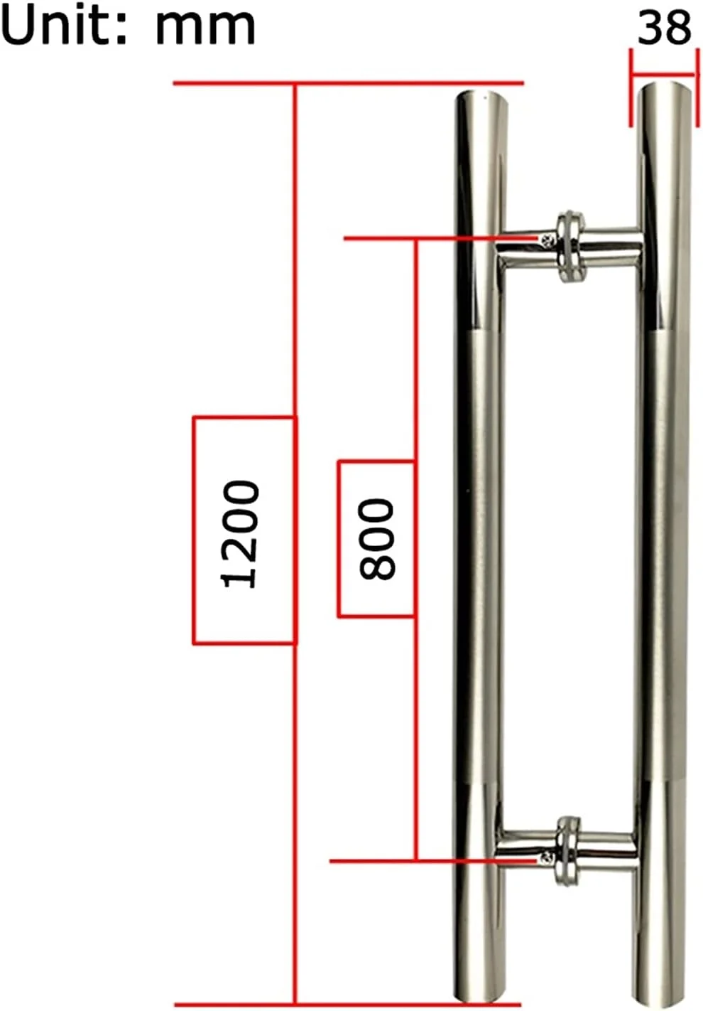 دستگیره درب لوله ای گرد برس خورده استیل 304 بادوام، دستگیره کششی-فشاری درب شیشه ای، نرده لغزنده درب چوبی، 38×1200×800 میلی متر دستگیره درب لوله ای گرد برس خورده استیل 304 بادوام، دستگیره کششی-فشاری درب شیشه ای، نرده لغزنده درب چوبی، 38×1200×800 میلی متر