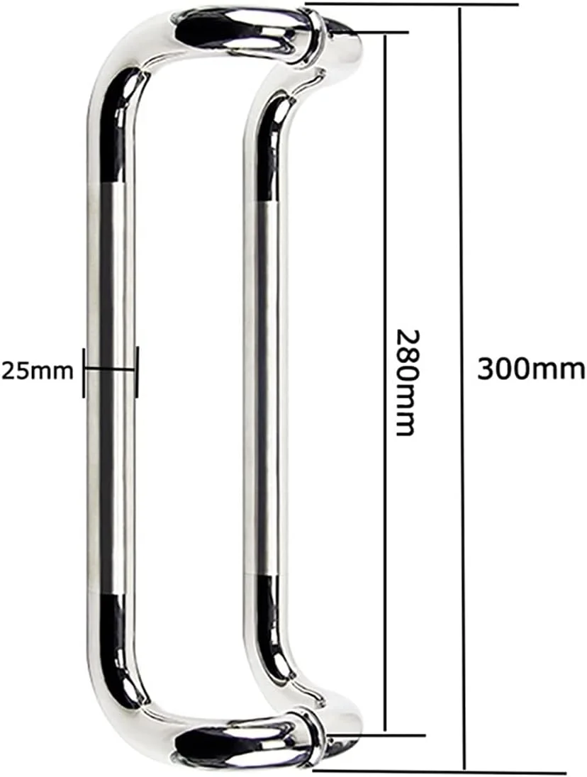 دستگیره درب لوله ای گرد استیل ضد زنگ سنگین، مناسب برای درب های شیشه ای حمام/دفتر کار خانگی، 5 سایز، 300×280×25 میلی متر دستگیره درب لوله ای گرد استیل ضد زنگ سنگین، مناسب برای درب های شیشه ای حمام/دفتر کار خانگی، 5 سایز، 300×280×25 میلی متر