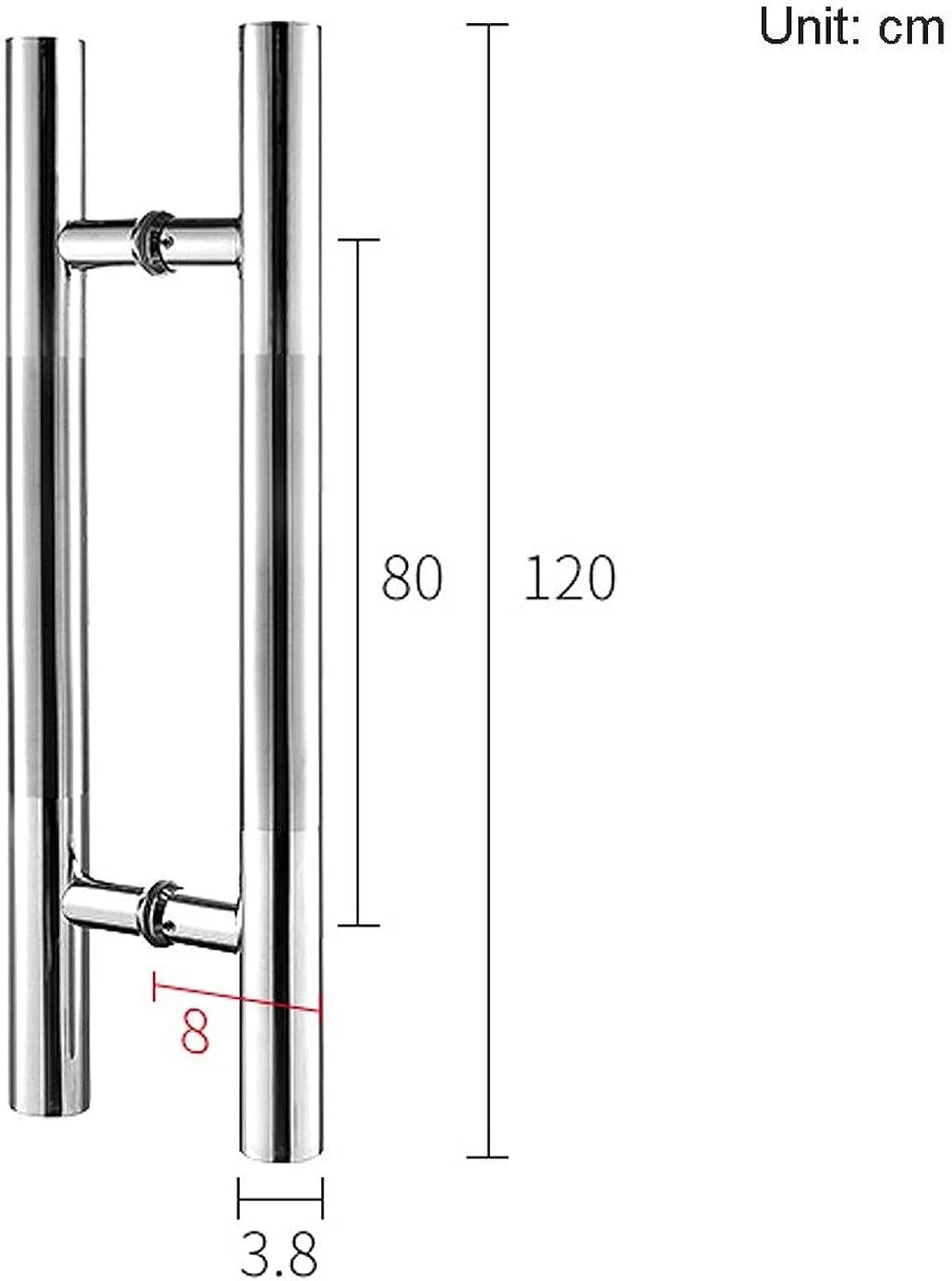 دستگیره درب شیشه ای ضخیم شده نسخه ارتقا یافته، دستگیره درب کشویی لوله گرد استیل ضد زنگ / دستگیره درب انبار، 8 سایز، 120 * 80 سانتی متر دستگیره درب شیشه ای ضخیم شده نسخه ارتقا یافته، دستگیره درب کشویی لوله گرد استیل ضد زنگ / دستگیره درب انبار، 8 سایز، 120 * 80 سانتی متر