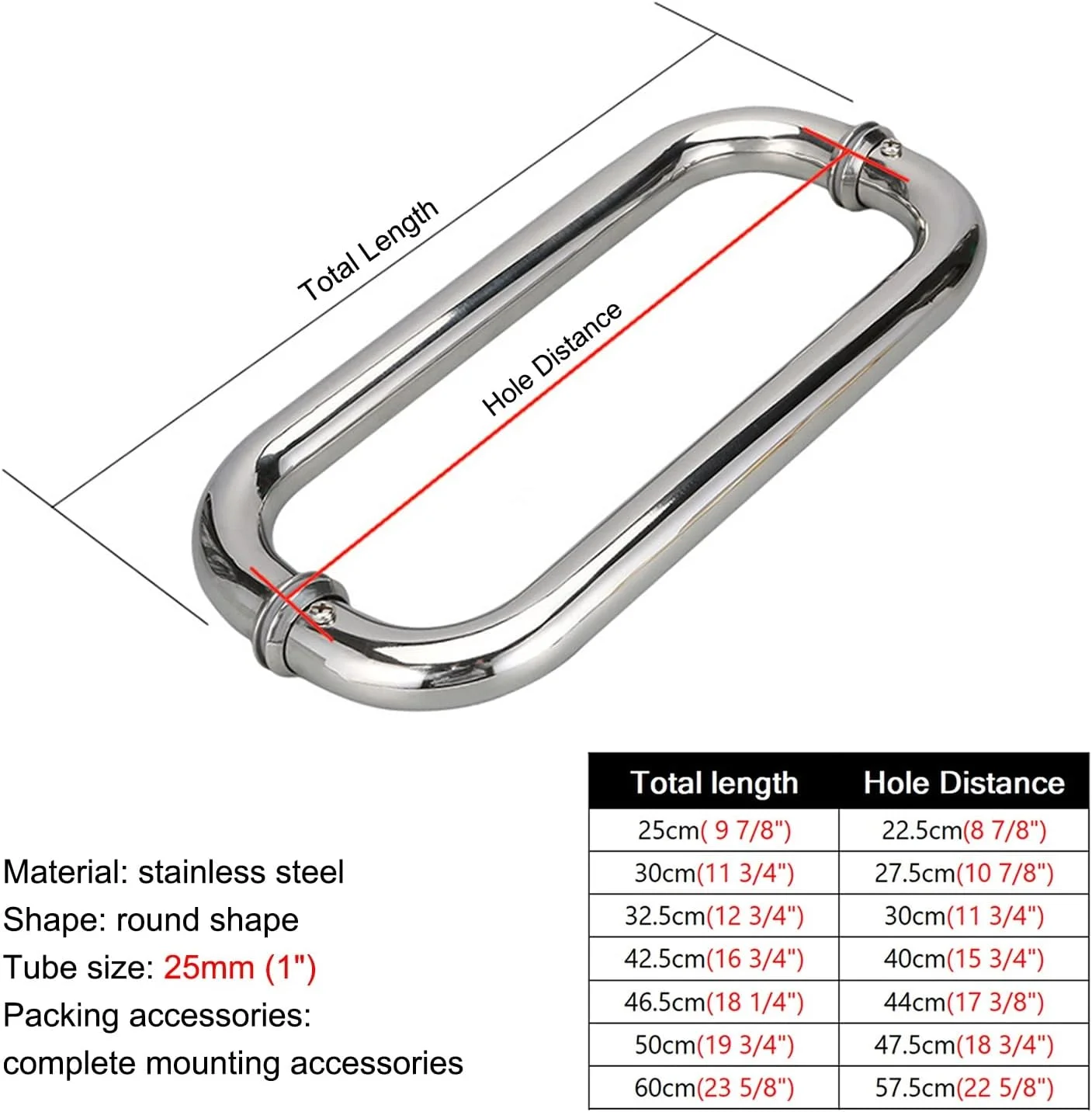 دستگیره های درب تجاری برای درب های شیشه ای داخلی و خارجی، دستگیره های درب استیل ضد زنگ با شکل گرد، دستگیره مدرن درب کشویی حمام، 32.5 سانتی متر (12 3/4 اینچ)*30 سانتی متر دستگیره های درب تجاری برای درب های شیشه ای داخلی و خارجی، دستگیره های درب استیل ضد زنگ با شکل گرد، دستگیره مدرن درب کشویی حمام، 32.5 سانتی متر (12 3/4 اینچ)*30 سانتی متر