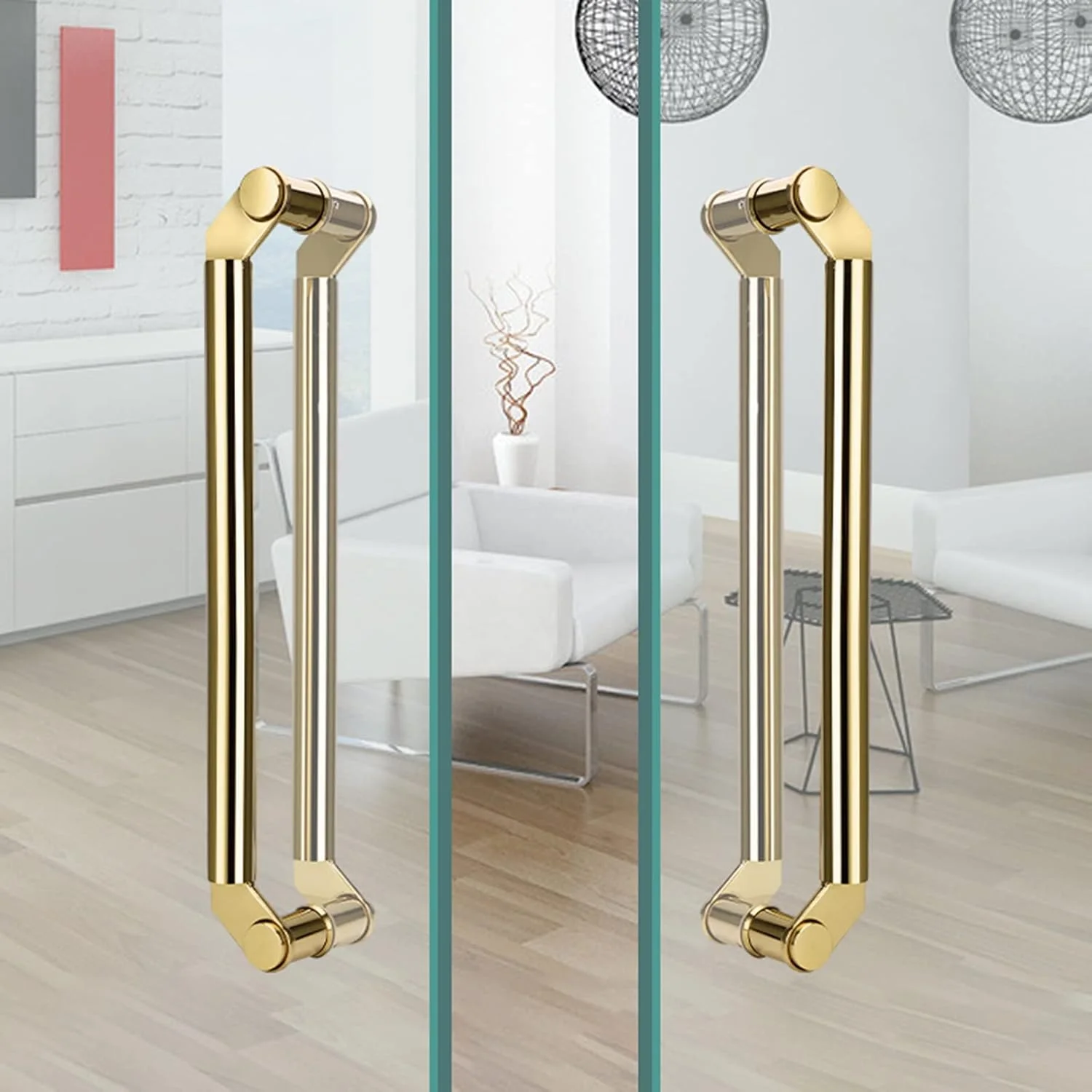 دستگیره درب کشویی شیشه ای مدرن، دستگیره فشاری و کششی برای دفتر/استودیو/حمام/فروشگاه، طلایی - 60 سانتی متر دستگیره درب کشویی شیشه ای مدرن، دستگیره فشاری و کششی برای دفتر/استودیو/حمام/فروشگاه، طلایی - 60 سانتی متر