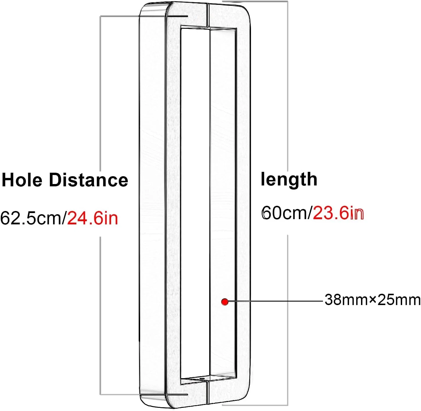 دستگیره درب کشویی انبار، دستگیره مربعی استیل ضد زنگ، دستگیره دو طرفه شیشه ای برای درب فروشگاه/رستوران/باشگاه/استودیو، 62.5 سانتی متر دستگیره درب کشویی انبار، دستگیره مربعی استیل ضد زنگ، دستگیره دو طرفه شیشه ای برای درب فروشگاه/رستوران/باشگاه/استودیو، 62.5 سانتی متر