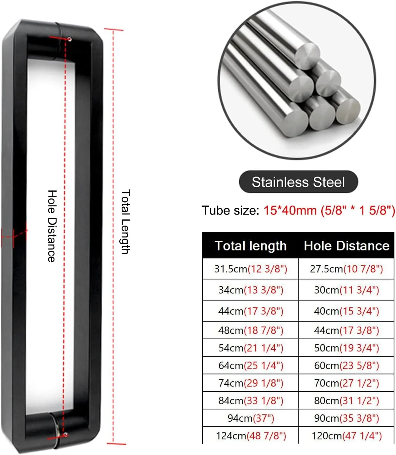دستگیره درب ورودی مشکی برای درب های داخلی و خارجی، دستگیره درب ورودی با پیچ های نصب، دستگیره کششی درب شیشه ای سنگین استیل ضد زنگ، مشکی - 48 سانتی متر (18 7/8 اینچ) * 44 سانتی متر دستگیره درب ورودی مشکی برای درب های داخلی و خارجی، دستگیره درب ورودی با پیچ های نصب، دستگیره کششی درب شیشه ای سنگین استیل ضد زنگ، مشکی - 48 سانتی متر (18 7/8 اینچ) * 44 سانتی متر