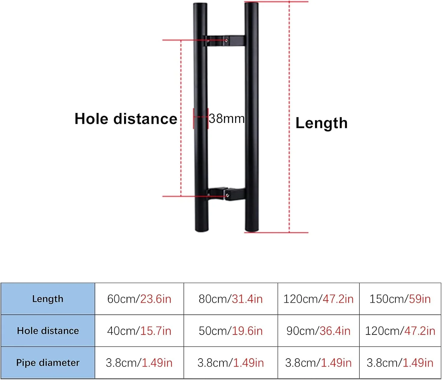 دستگیره درب کشویی انبار، دستگیره درب ورودی تجاری، دستگیره درب شیشه ای استودیو برای درب چوبی، دروازه شیشه ای، طول 60cm/80cm/120cm/150cm، مشکی-150cm/59in دستگیره درب کشویی انبار، دستگیره درب ورودی تجاری، دستگیره درب شیشه ای استودیو برای درب چوبی، دروازه شیشه ای، طول 60cm/80cm/120cm/150cm، مشکی-150cm/59in