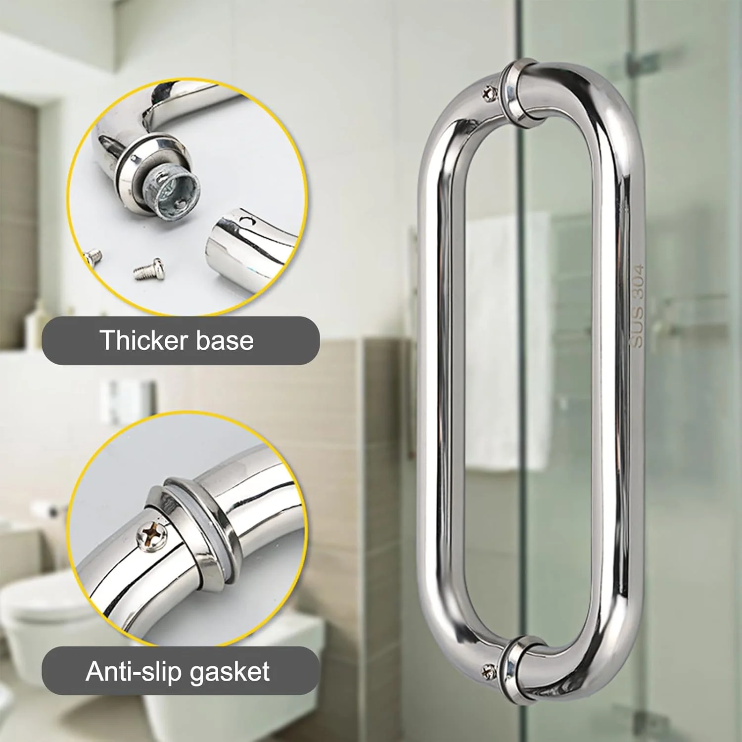 دستگیره های درب تجاری برای درب های شیشه ای داخلی و خارجی، دستگیره های درب استیل ضد زنگ با شکل گرد، دستگیره مدرن درب کشویی حمام، 32.5 سانتی متر (12 3/4 اینچ)*30 سانتی متر دستگیره های درب تجاری برای درب های شیشه ای داخلی و خارجی، دستگیره های درب استیل ضد زنگ با شکل گرد، دستگیره مدرن درب کشویی حمام، 32.5 سانتی متر (12 3/4 اینچ)*30 سانتی متر