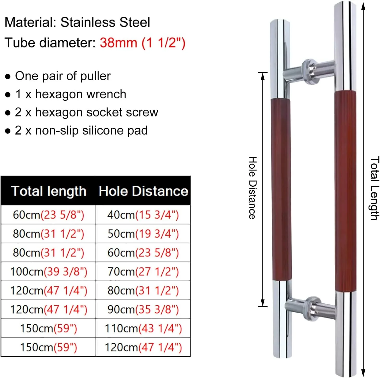 دستگیره درب کشویی انبار برای درب های چوبی/شیشه ای، دستگیره های کششی استیل ضد زنگ، دستگیره شیشه ای درب حمام، 50cm(19 3/4")*30cm دستگیره درب کشویی انبار برای درب های چوبی/شیشه ای، دستگیره های کششی استیل ضد زنگ، دستگیره شیشه ای درب حمام، 50cm(19 3/4")*30cm