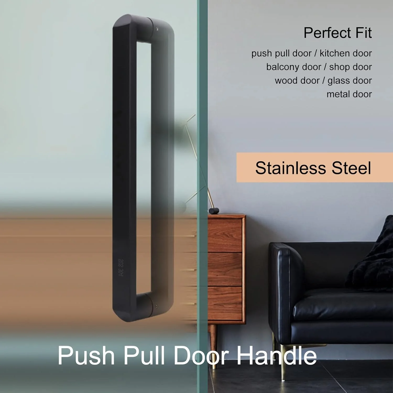 دستگیره درب ورودی مشکی برای درب های داخلی و خارجی، دستگیره درب ورودی با پیچ های نصب، دستگیره کششی درب شیشه ای سنگین استیل ضد زنگ، مشکی - 48 سانتی متر (18 7/8 اینچ) * 44 سانتی متر دستگیره درب ورودی مشکی برای درب های داخلی و خارجی، دستگیره درب ورودی با پیچ های نصب، دستگیره کششی درب شیشه ای سنگین استیل ضد زنگ، مشکی - 48 سانتی متر (18 7/8 اینچ) * 44 سانتی متر