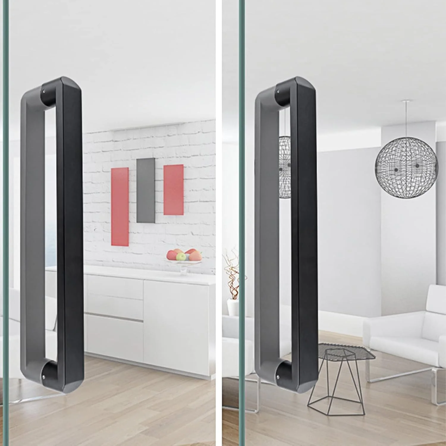 دستگیره های درب کششی مشکی مات، دستگیره مدرن درب داخلی با پیچ های نصب، دستگیره درب شیشه ای حمام شامل تمام اتصالات نصب، 64cm(25 1/4")*60cm دستگیره های درب کششی مشکی مات، دستگیره مدرن درب داخلی با پیچ های نصب، دستگیره درب شیشه ای حمام شامل تمام اتصالات نصب، 64cm(25 1/4")*60cm