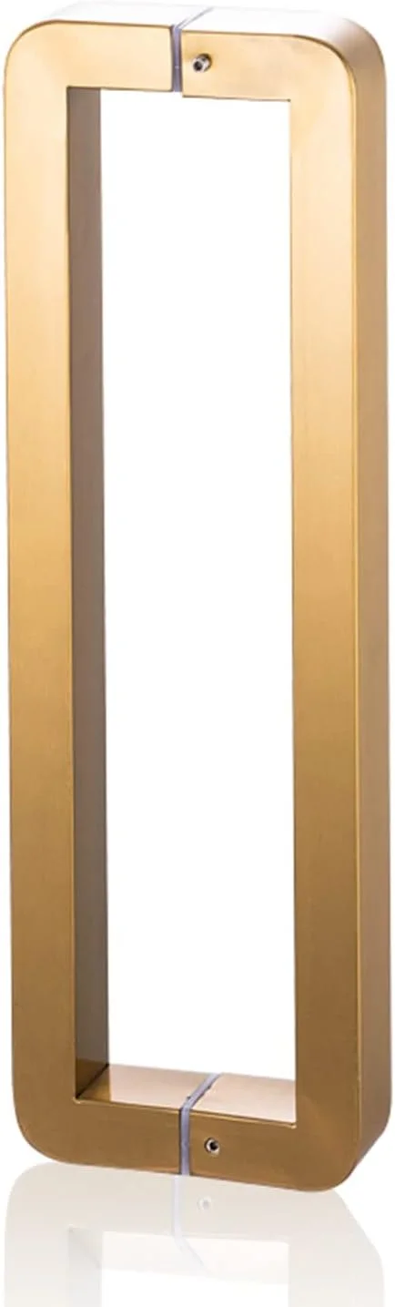 دستگیره فشاری کششی درب شیشه ای دو طرفه، دستگیره کششی درب انبار کشویی برای درب های داخلی و خارجی، میله فشاری درب شیشه ای مربعی، نصب آسان، طلایی-32 سانتی متر(12 5/8 اینچ)*30 سانتی متر