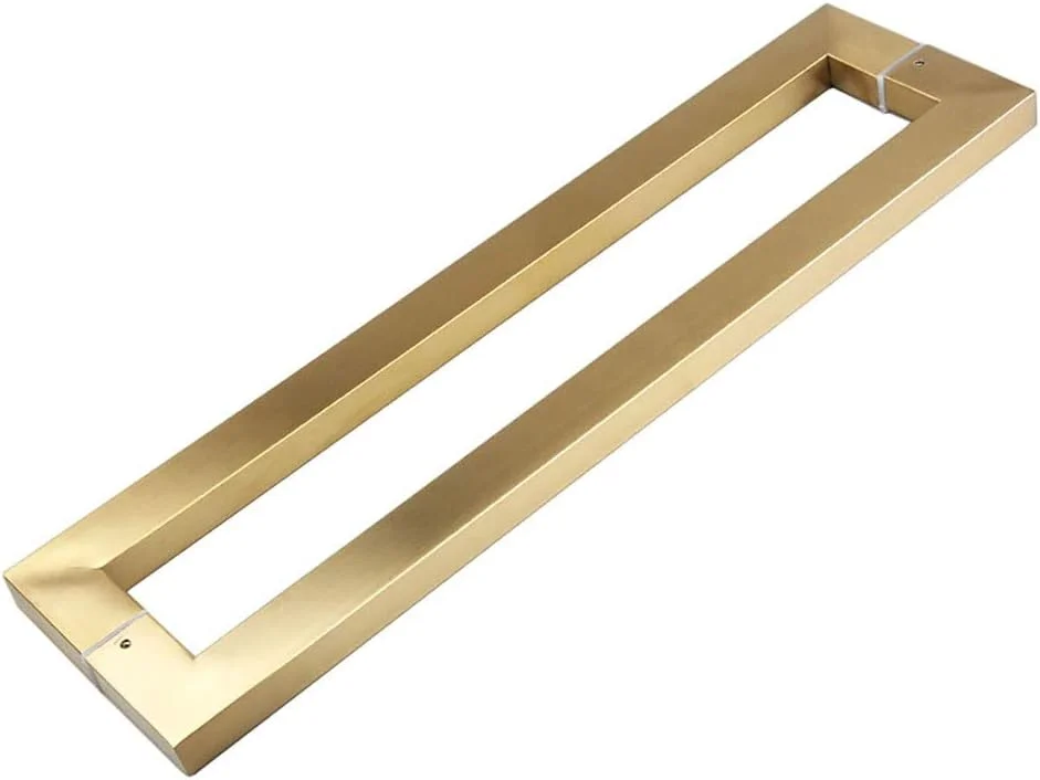 دستگیره درب، دستگیره درب شیشه ای هتل اداری مدرن مینیمالیستی، دستگیره لوله مربعی استیل طلایی تیتانیومی، 5 طول، 1200×1162 میلی متر
