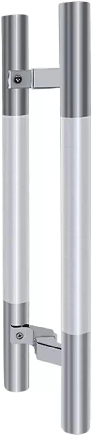 دستگیره های درب کششی فشاری برس خورده، دستگیره کشویی درب انبار H شکل با پیچ های نصب، میله فشاری درب دو طرفه برای درب چوبی درب شیشه ای حمام، 80 سانتی متر (31 1/2 اینچ) 50 سانتی متر