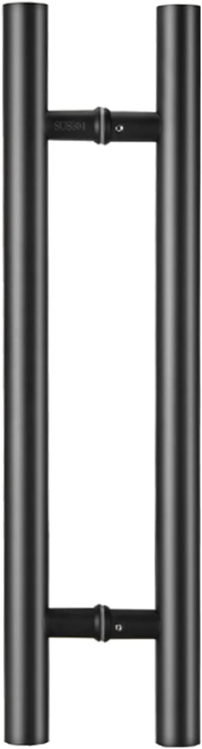 دستگیره در شیشه ای گرد دو طرفه، میله فشاری درب انبار سنگین برای خروج، میله دستگیره درب ورودی چرخشی با پیچ های نصب، مشکی - 120 سانتی متر (47 1/4 اینچ) 80 سانتی متر