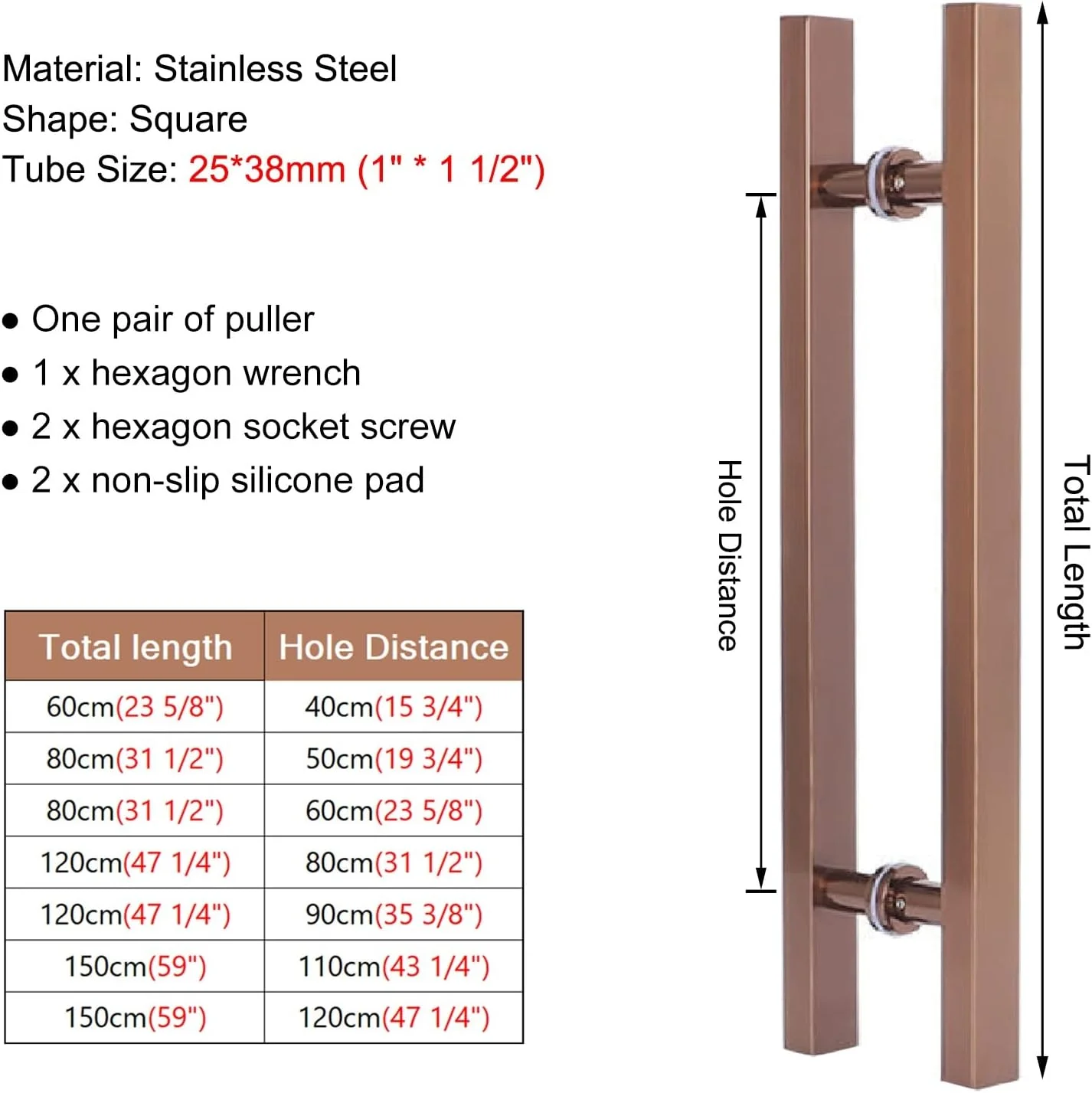 دستگیره درب انبار سنگین، دستگیره کششی درب ورودی برای فروشگاه اداری حمام، دستگیره فشاری درب چوبی شیشه ای داخلی، رزگلد-120cm(47 1/4")*80cm دستگیره درب انبار سنگین، دستگیره کششی درب ورودی برای فروشگاه اداری حمام، دستگیره فشاری درب چوبی شیشه ای داخلی، رزگلد-120cm(47 1/4")*80cm