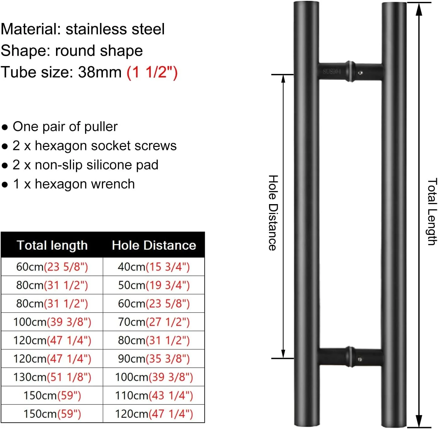 دستگیره در شیشه ای گرد دو طرفه، میله فشاری درب انبار سنگین برای خروج، میله دستگیره درب ورودی چرخشی با پیچ های نصب، مشکی - 120 سانتی متر (47 1/4 اینچ) 80 سانتی متر دستگیره در شیشه ای گرد دو طرفه، میله فشاری درب انبار سنگین برای خروج، میله دستگیره درب ورودی چرخشی با پیچ های نصب، مشکی - 120 سانتی متر (47 1/4 اینچ) 80 سانتی متر