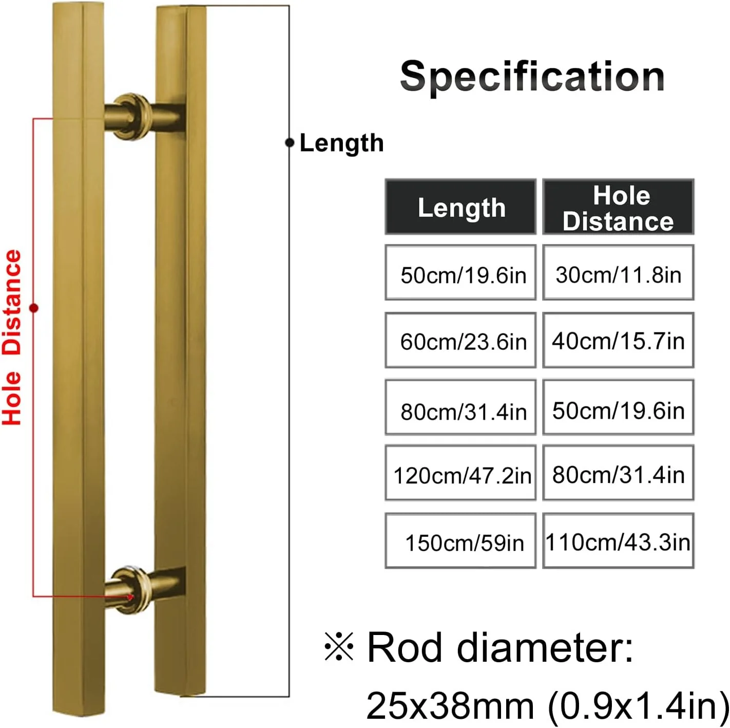 دستگیره درب کشویی انبار مربعی تجاری طلایی، دستگیره کششی درب انبار/درب ورودی/درب شیشه ای/درب پاسیو، فولاد ضد زنگ دو طرفه H شکل، طلایی - 60 سانتی متر دستگیره درب کشویی انبار مربعی تجاری طلایی، دستگیره کششی درب انبار/درب ورودی/درب شیشه ای/درب پاسیو، فولاد ضد زنگ دو طرفه H شکل، طلایی - 60 سانتی متر