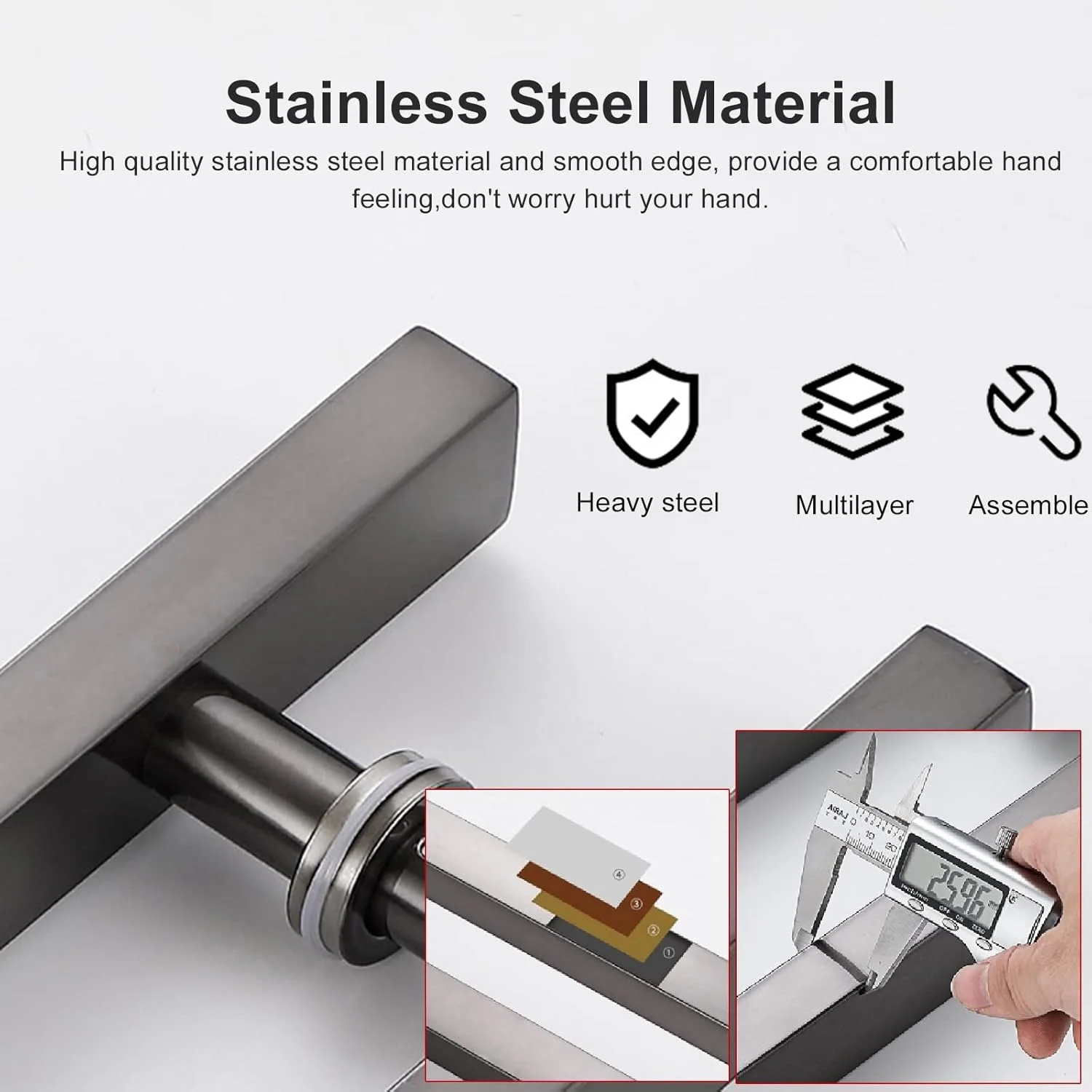 دستگیره درب کشویی انبار مربعی تجاری طلایی، دستگیره کششی درب انبار/درب ورودی/درب شیشه ای/درب پاسیو، فولاد ضد زنگ دو طرفه H شکل، طلایی - 60 سانتی متر دستگیره درب کشویی انبار مربعی تجاری طلایی، دستگیره کششی درب انبار/درب ورودی/درب شیشه ای/درب پاسیو، فولاد ضد زنگ دو طرفه H شکل، طلایی - 60 سانتی متر