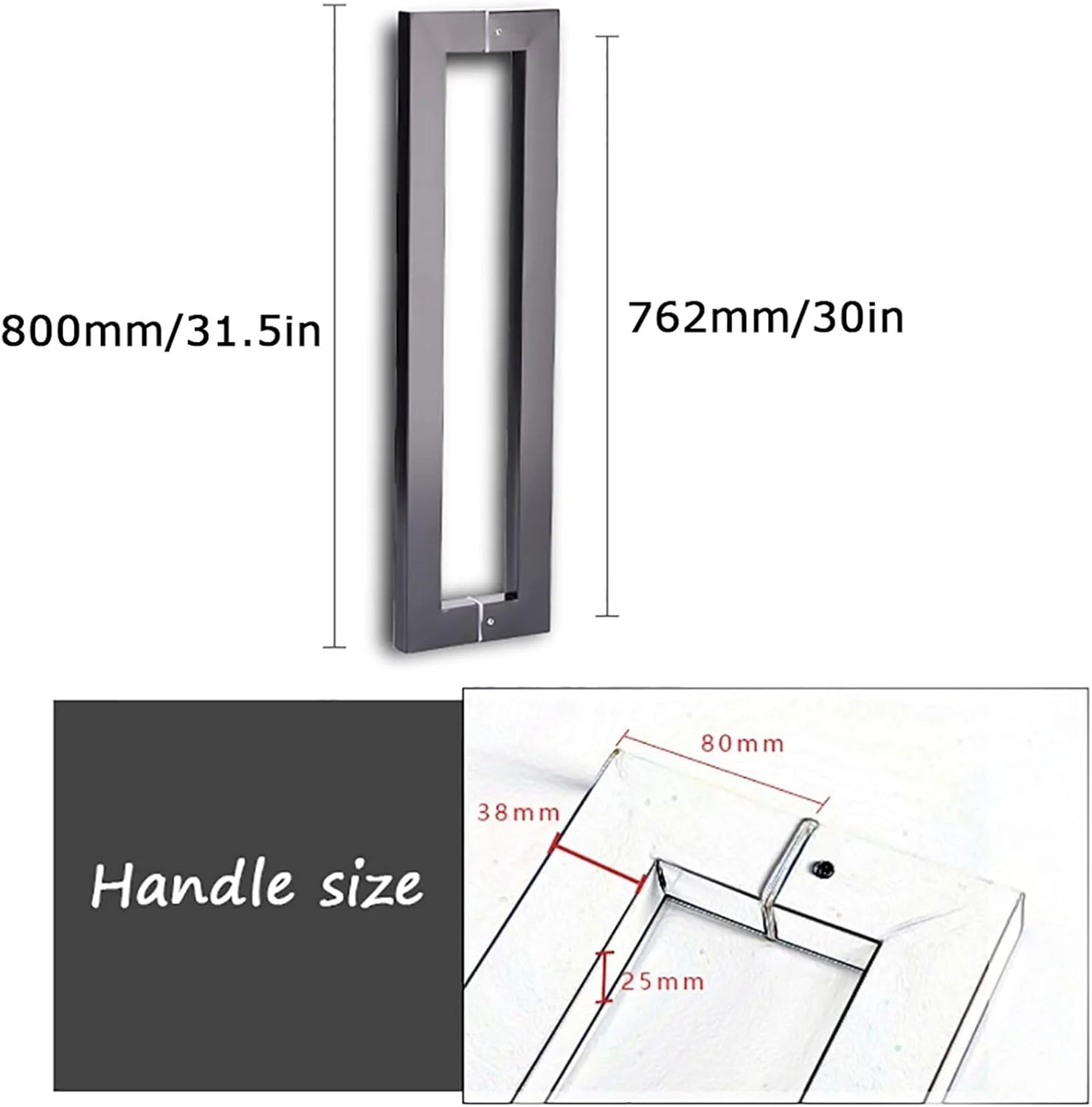 دستگیره های کششی و فشاری درب حمام، دستگیره های کششی-فشاری درب شیشه ای استیل ضد زنگ سنگین، نرده لغزنده درب انبار خانگی، مشکی - 800×762 میلی متر دستگیره های کششی و فشاری درب حمام، دستگیره های کششی-فشاری درب شیشه ای استیل ضد زنگ سنگین، نرده لغزنده درب انبار خانگی، مشکی - 800×762 میلی متر