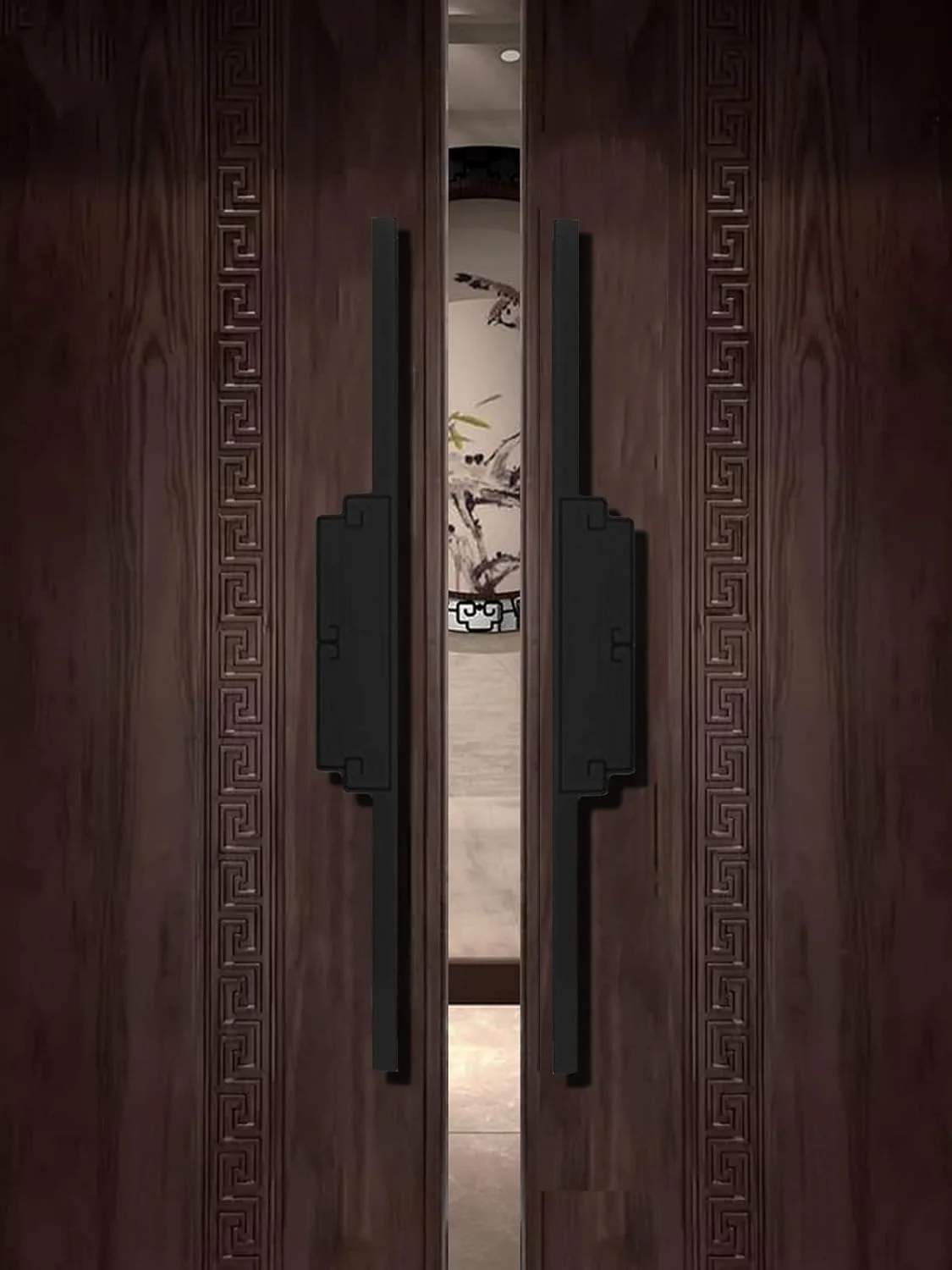 دستگیره فشاری کششی سنگین برای درب های شیشه ای/چوبی/فلزی، دستگیره کشویی آلومینیومی انبار، طول 40/60/80/100/120 سانتی متر، مشکی - 80 سانتی متر/31.5 اینچ