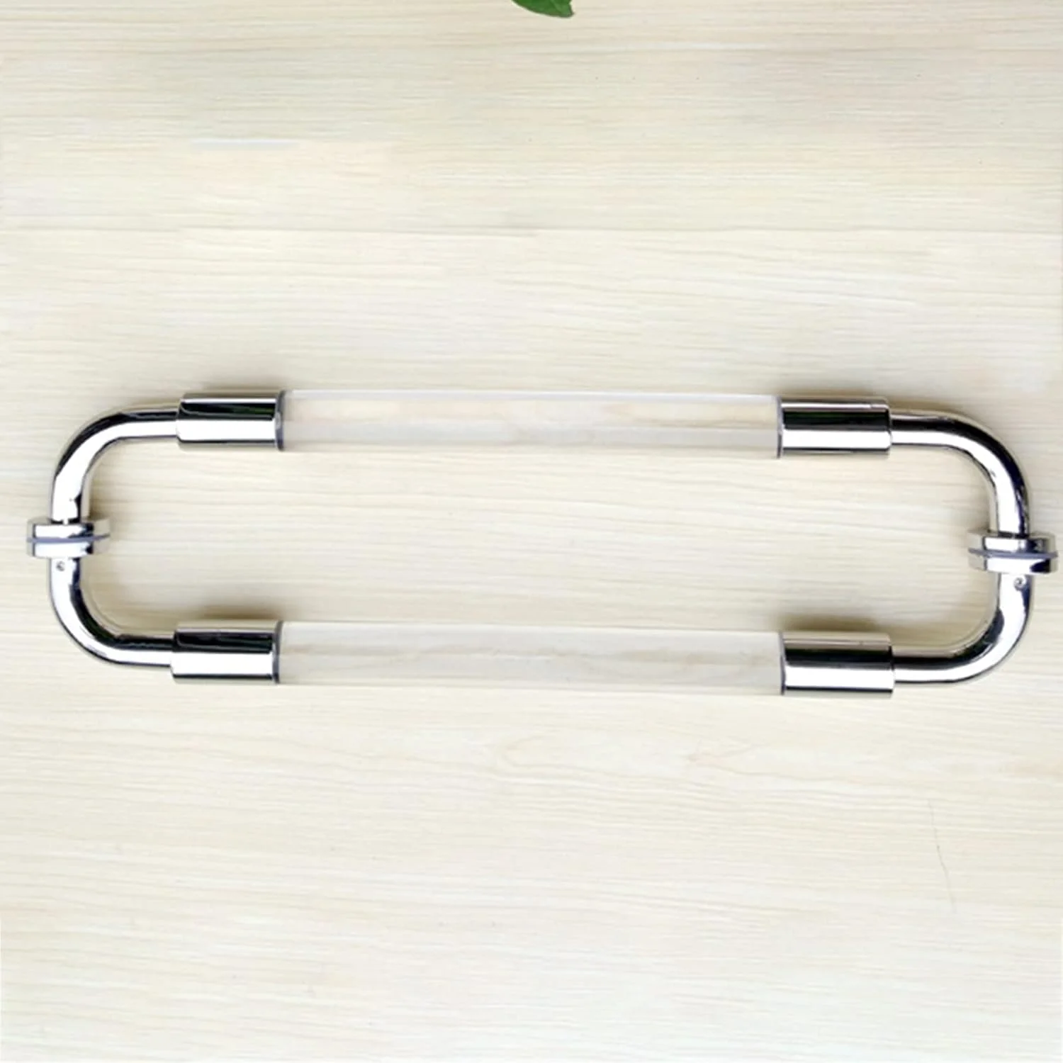 دستگیره درب ورودی مدرن گرد شفاف، دستگیره کشویی درب شیشه ای استیل ضد زنگ تجاری، دستگیره های فشاری درب ورودی داخلی و خارجی، فاصله سوراخ ها 80 سانتی متر